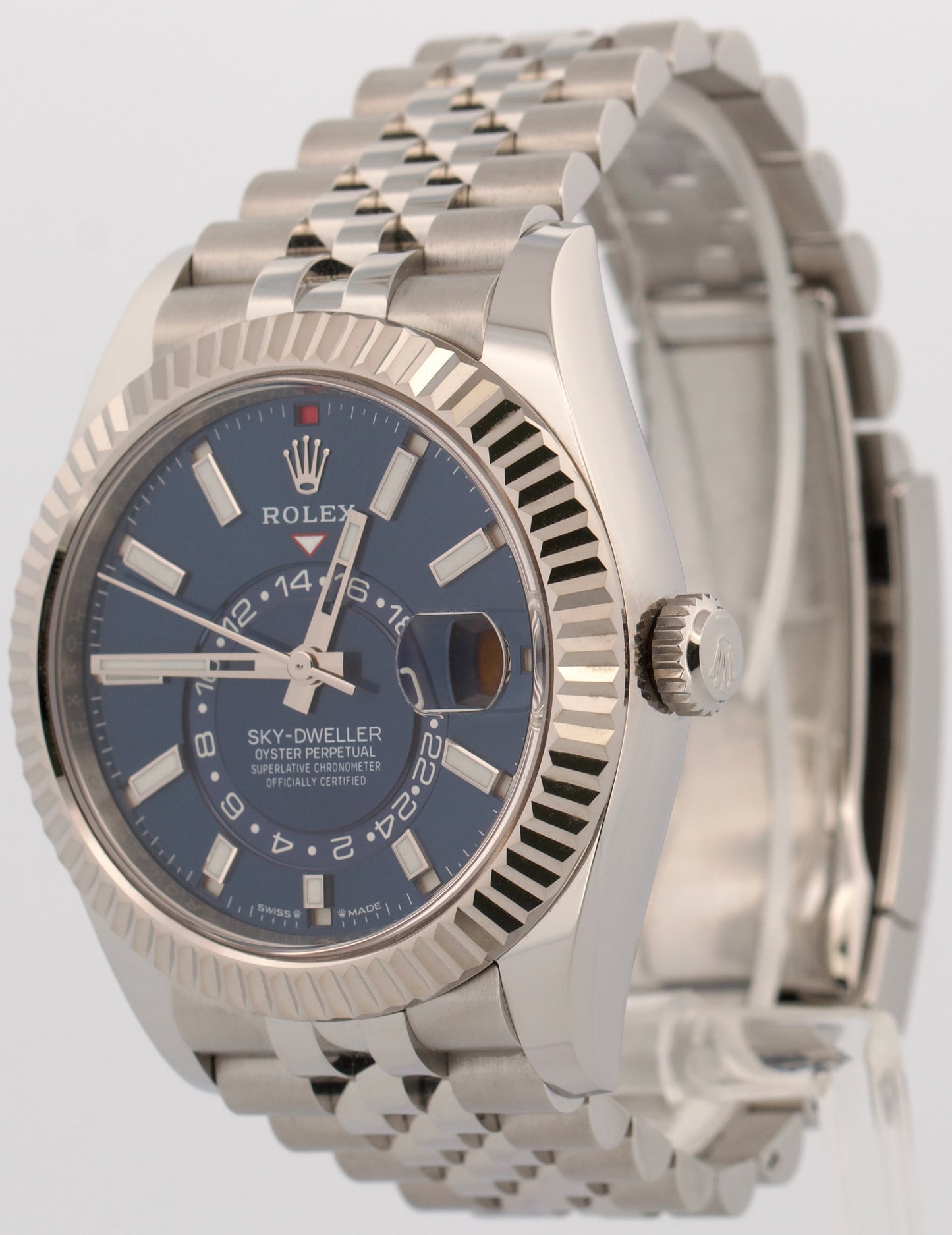 2025 PAPERS Rolex Sky-Dweller BLUE 42mm Steel 18K White Gold JUBILEE 336934 BOX