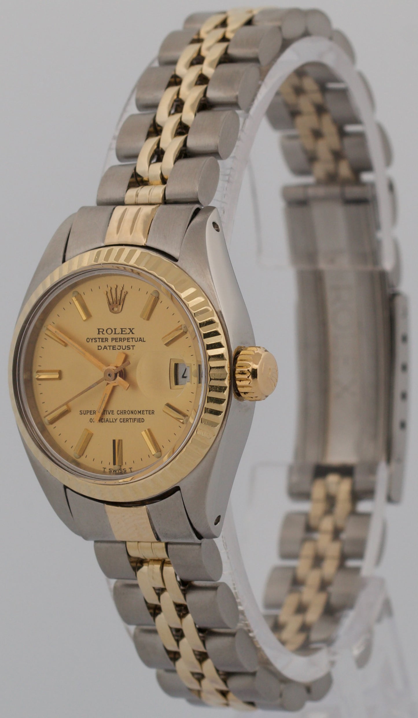 Ladies Rolex DateJust 26mm CHAMPAGNE 18K Yellow Gold Steel JUBILEE Fluted 6917