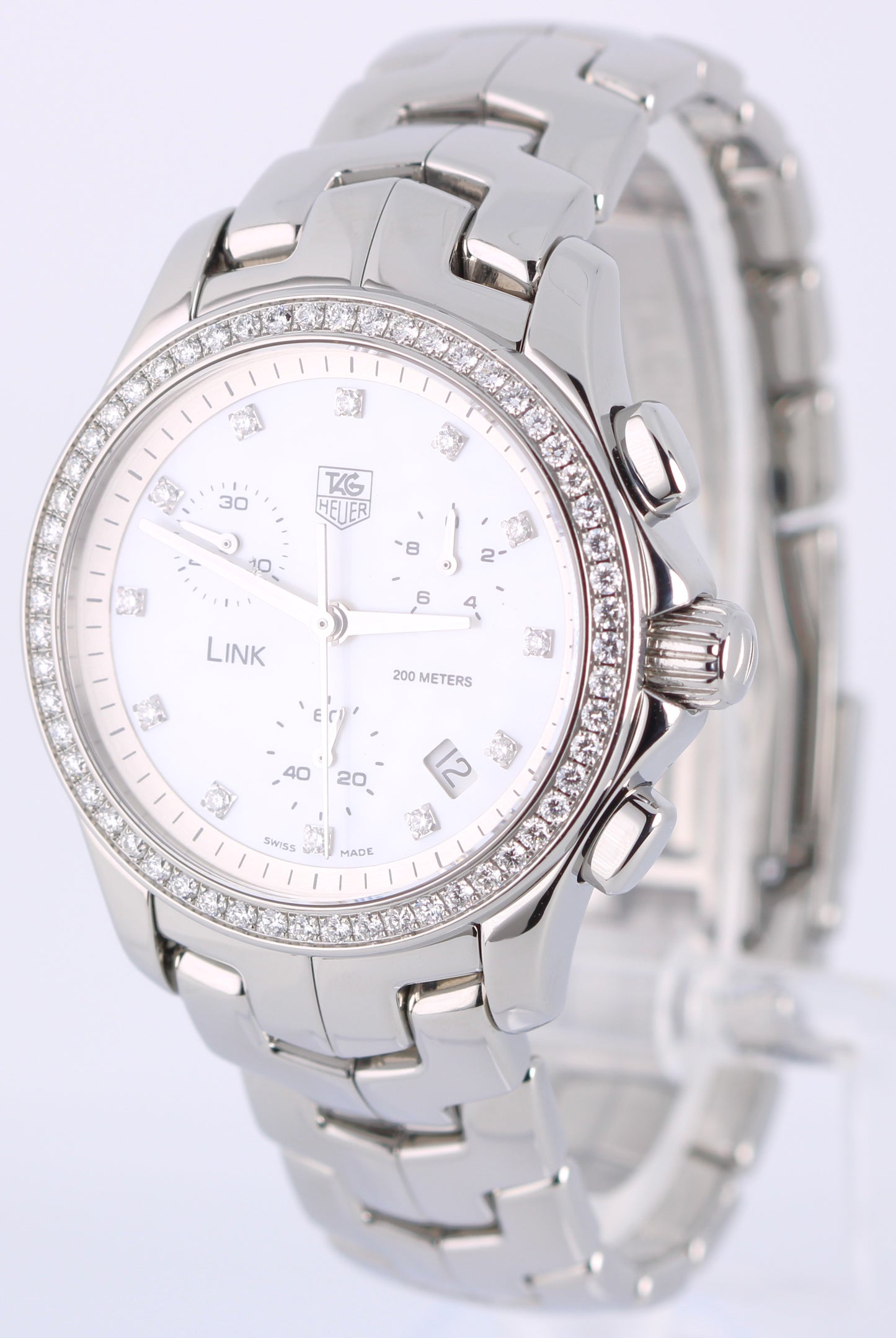 Tag Heuer LINK DIAMONDS Mother of Pearl 'Uma Thurman' 33mm Quartz CJF1314 Watch