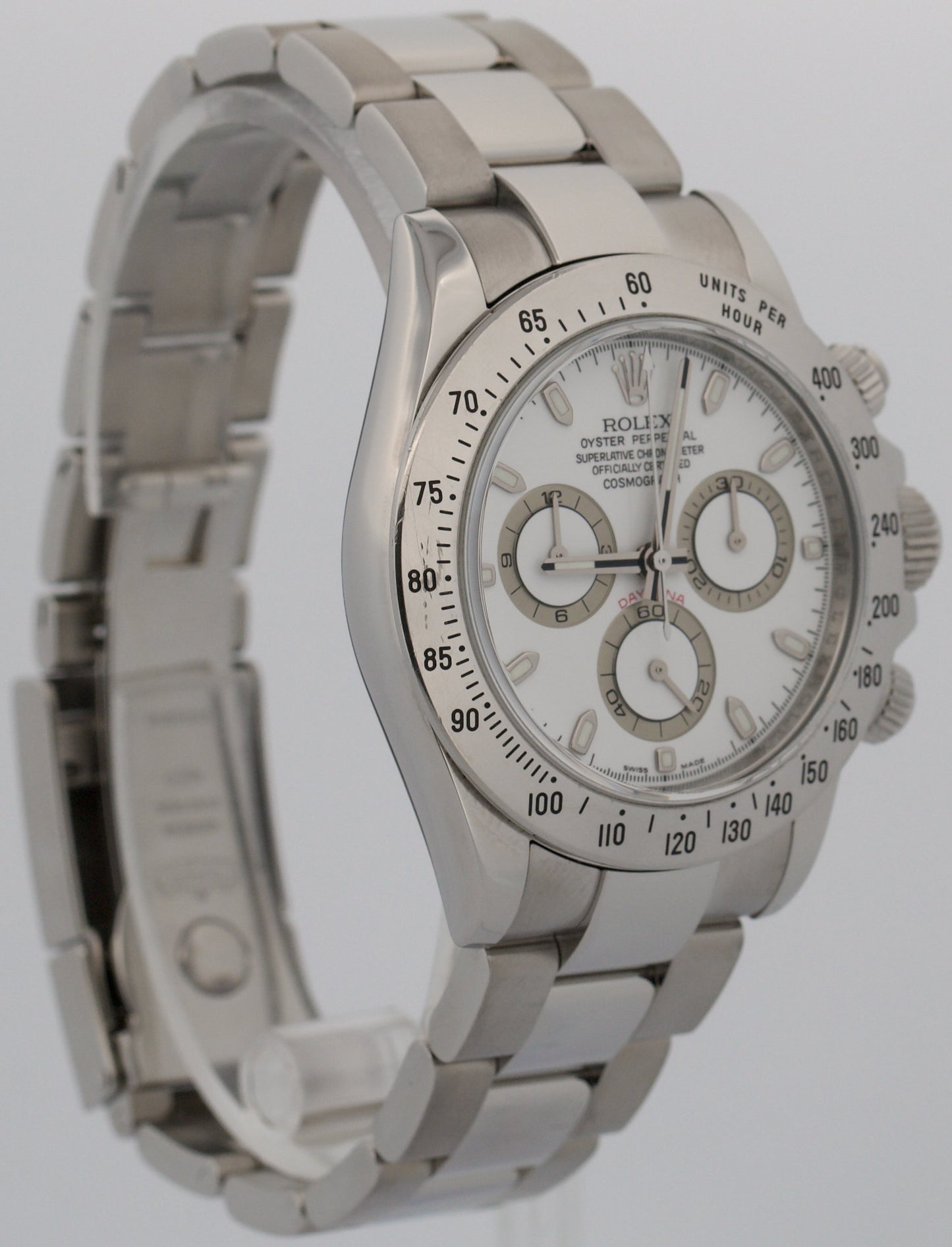 PAPERS Rolex Daytona Cosmograph WHITE Stainless Steel 40mm Watch 116520 BOX