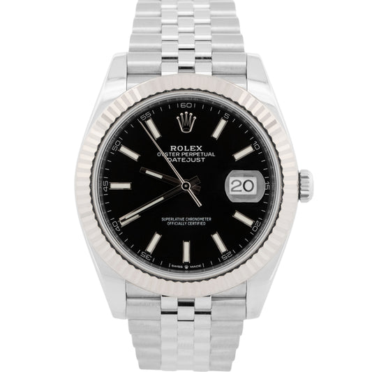 2024 PAPERS Rolex DateJust 41 Black 18K Gold Steel JUBILEE 41mm 126334 BOX