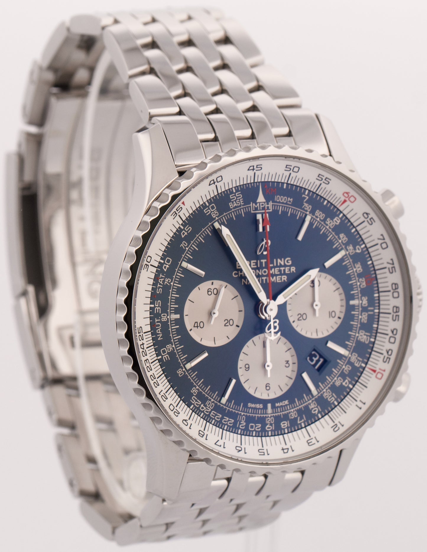 2021 PAPERS Breitling Navitimer B01 Chronograph BLUE Steel 46mm AB0127 Watch BOX