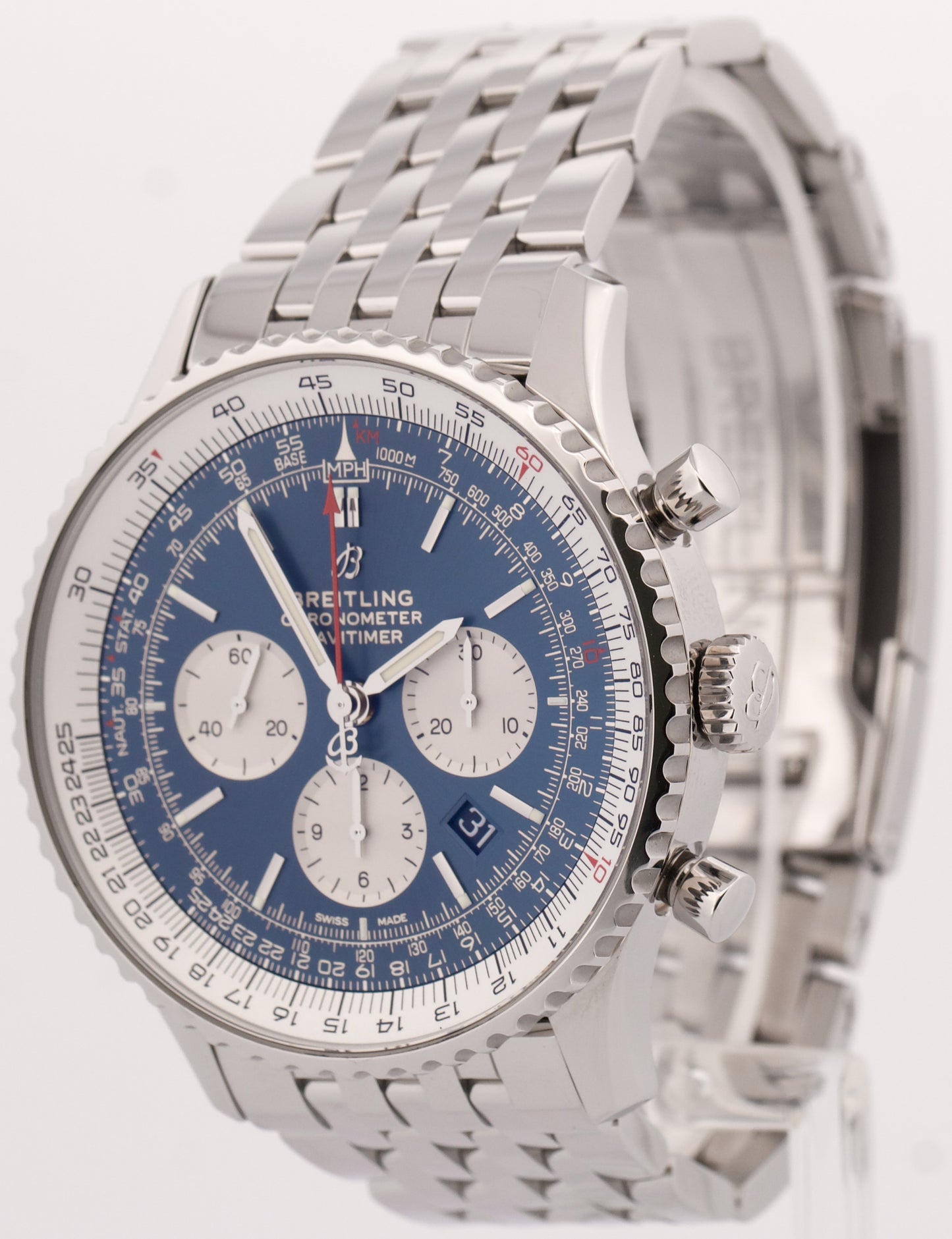 2021 PAPERS Breitling Navitimer B01 Chronograph BLUE Steel 46mm AB0127 Watch BOX
