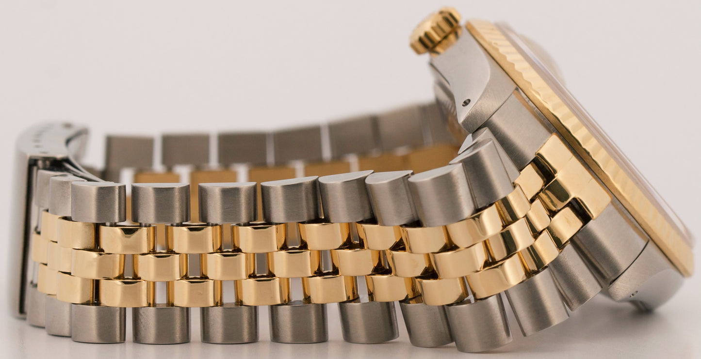 1990 PAPERS Rolex DateJust CHAMPAGNE 18K Gold Steel JUBILEE 36mm 16233 Watch BOX