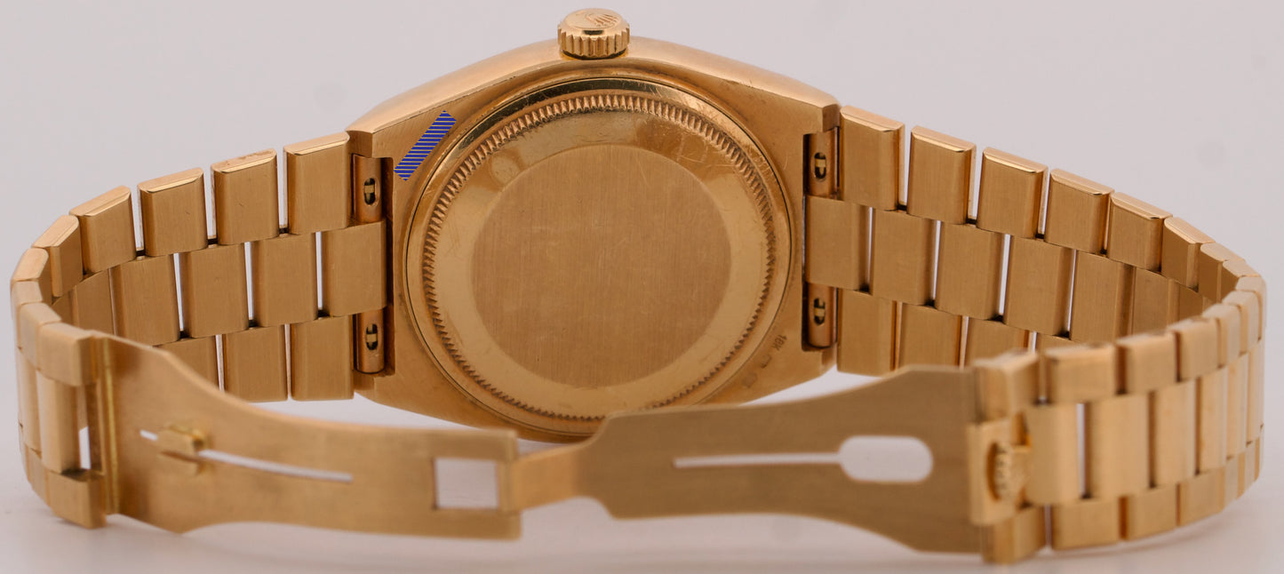 UNPOLISHED 1984 Rolex OysterQuartz Day-Date BLACK 36mm 18K Yellow Gold 19018