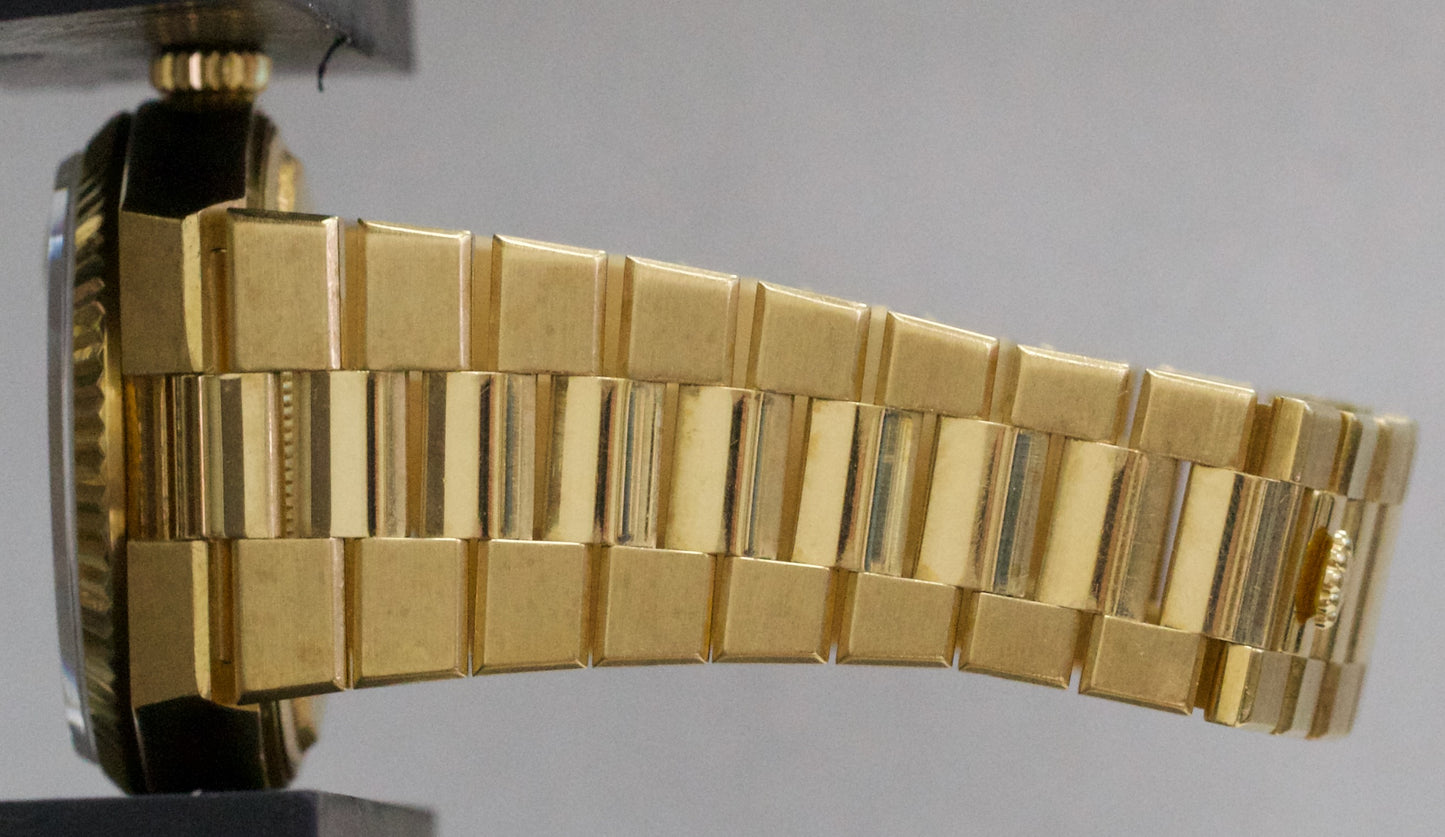 UNPOLISHED 1984 Rolex OysterQuartz Day-Date BLACK 36mm 18K Yellow Gold 19018