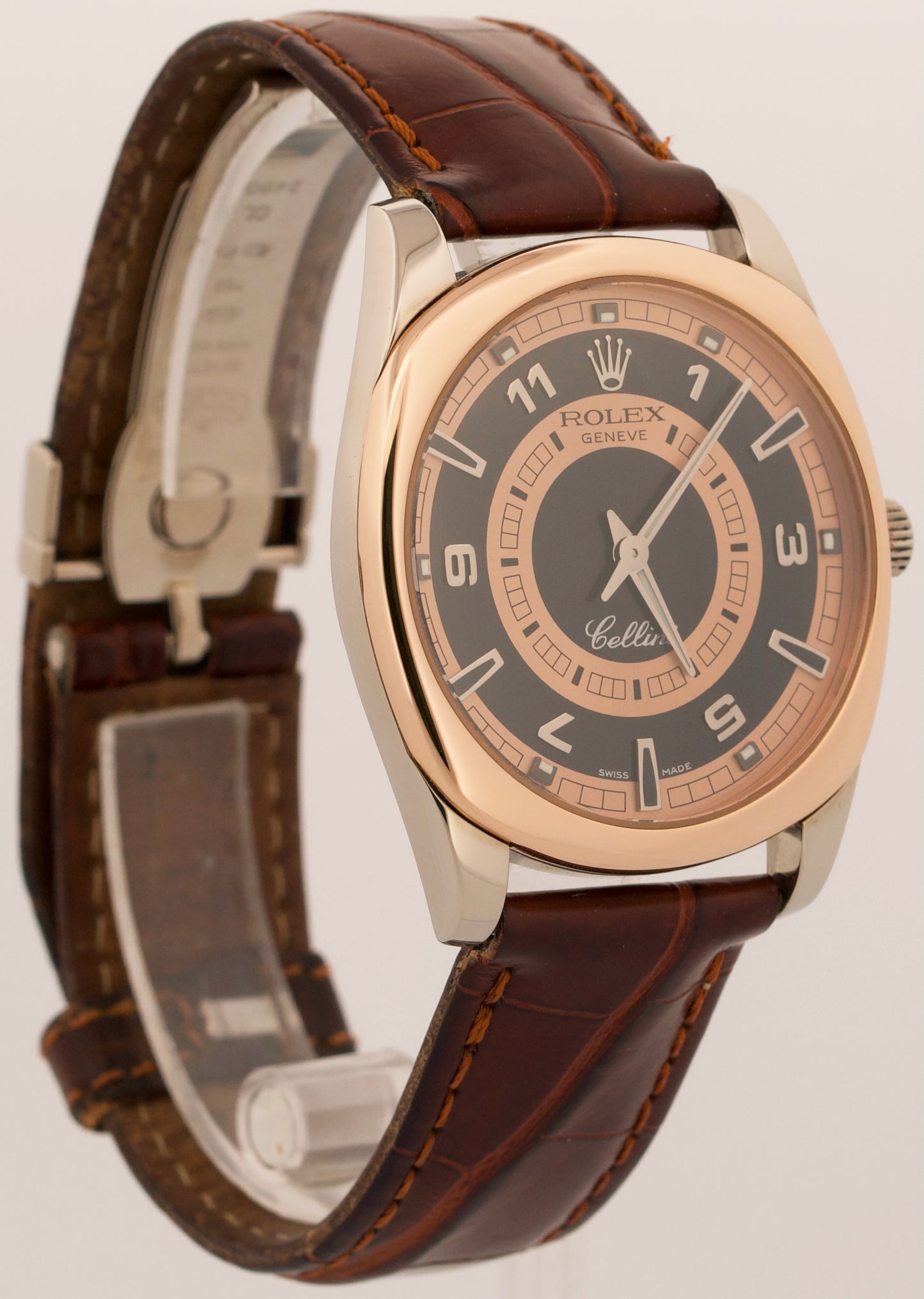Rolex Cellini Danaos 38mm BULLSEYE DIAL Salmon Black 18K Gold 4243 Watch BOX