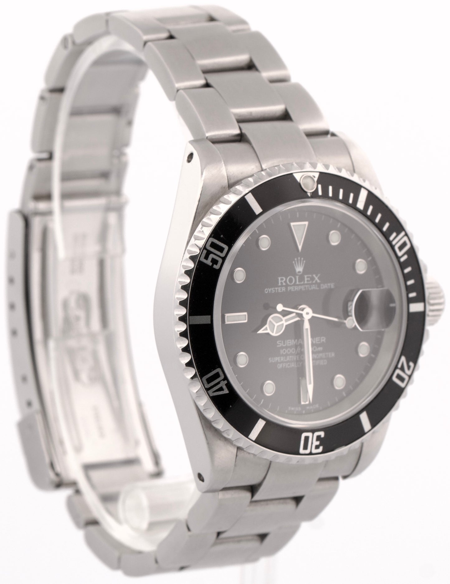 Rolex Submariner Date BLACK Stainless Steel 40mm Oyster Automatic Watch 16610