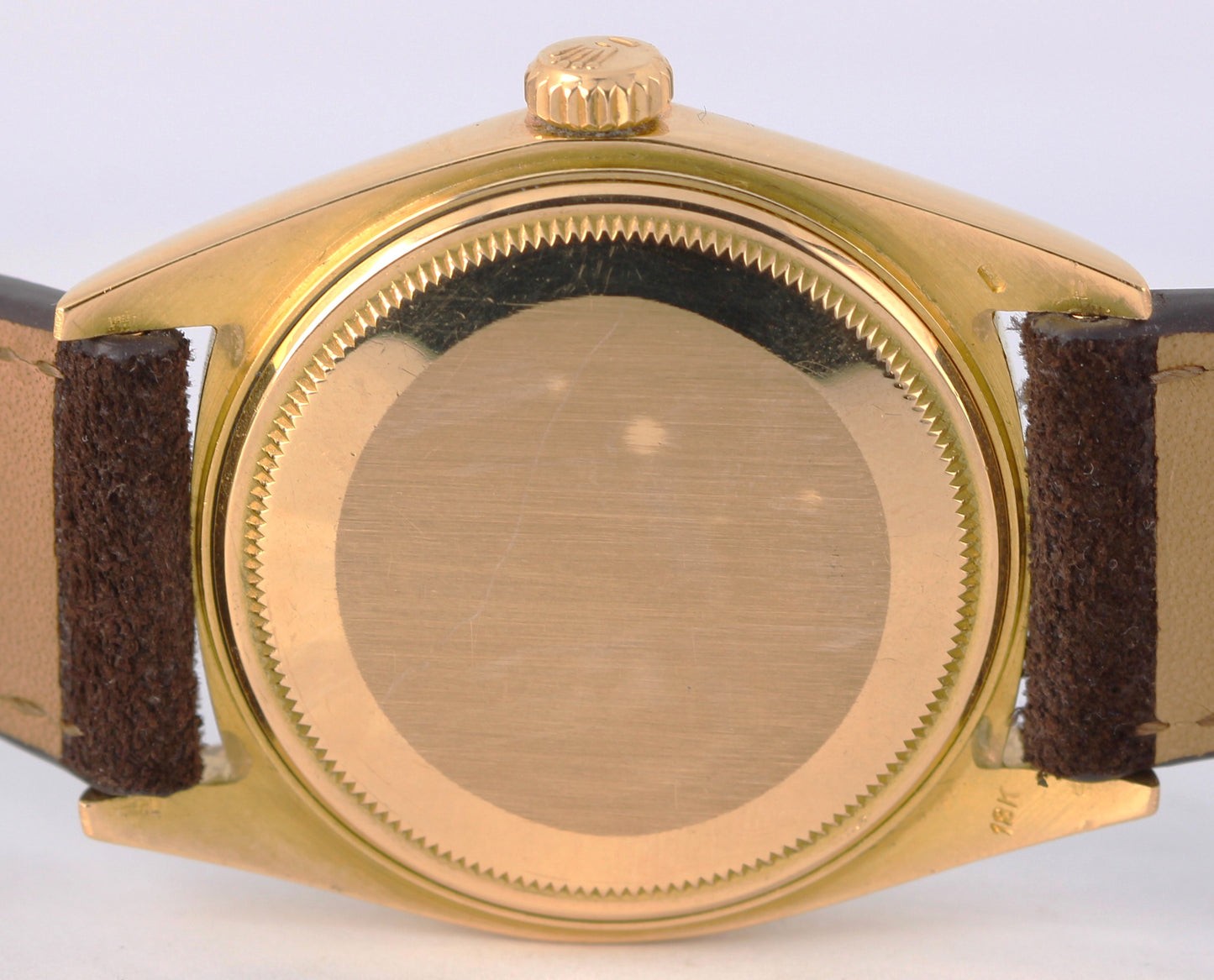 VINTAGE Rolex Day-Date 18k Gold Champagne Linen Pie Pan Sigma 36mm 1803 Watch
