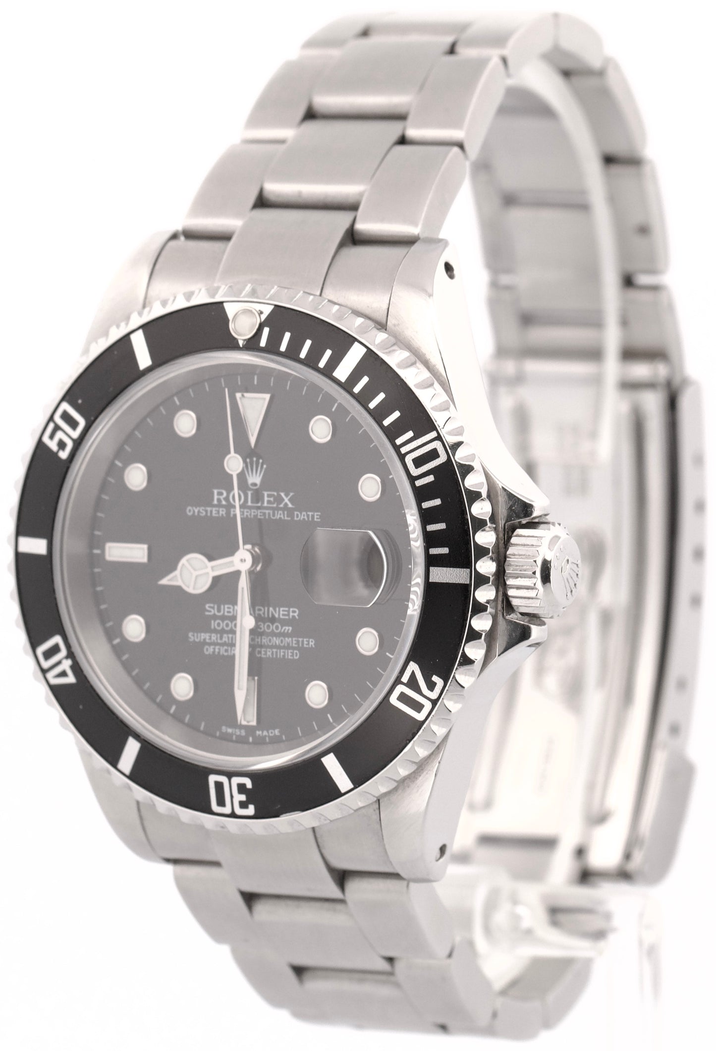 Rolex Submariner Date BLACK Stainless Steel 40mm Oyster Automatic Watch 16610