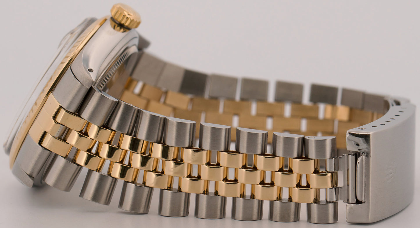 Rolex DateJust SILVER Two-Tone 18K Yellow Gold Steel JUBILEE 36mm 16013 Watch