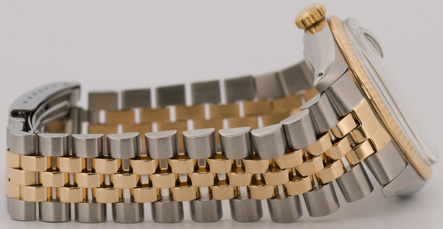 Rolex DateJust SILVER Two-Tone 18K Yellow Gold Steel JUBILEE 36mm 16013 Watch