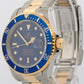 1997 Rolex Submariner Date 40mm BLUE 18K Yellow Gold Stainless Steel 16613 Watch