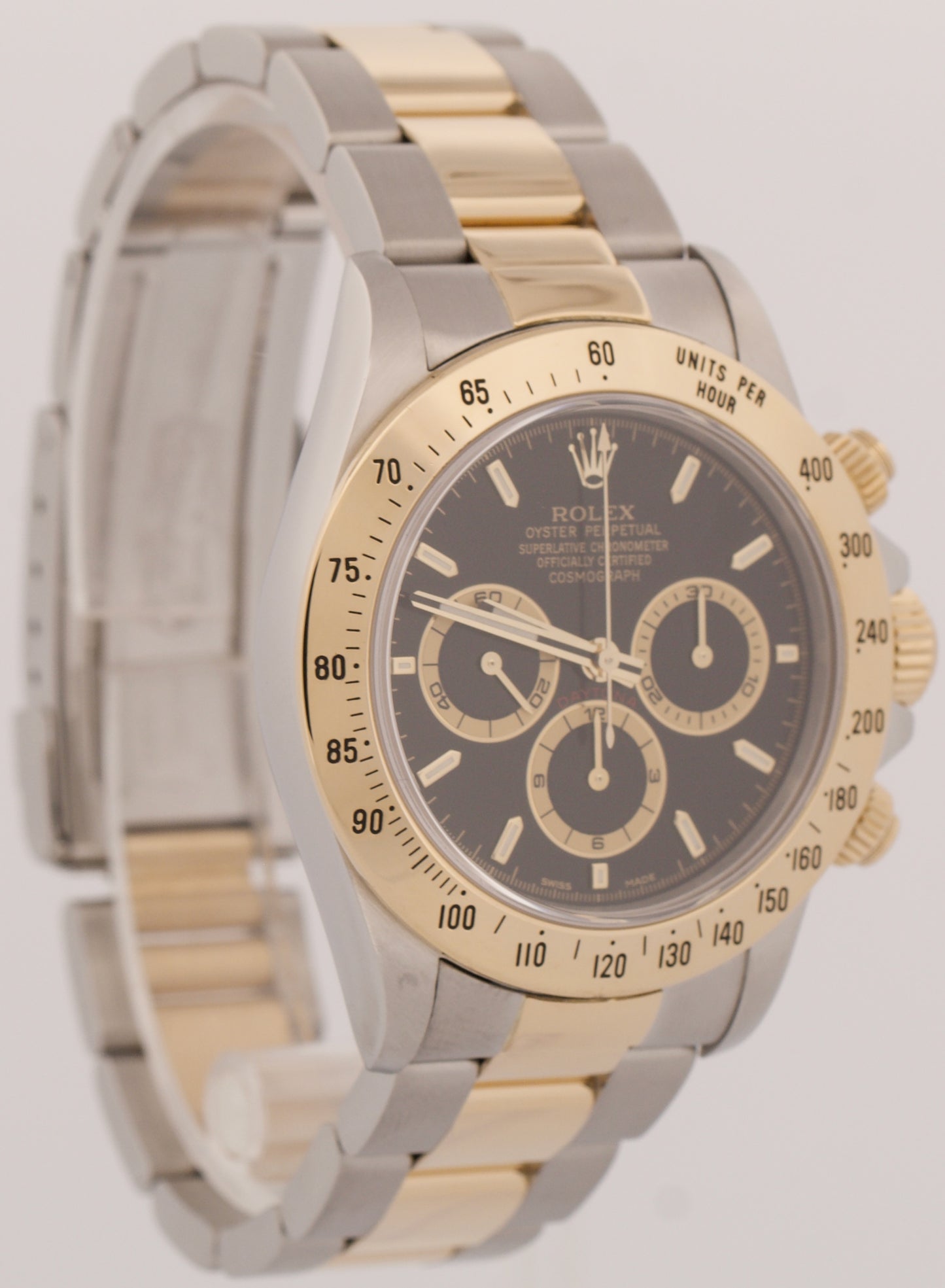 MINT 1991 Rolex Daytona Cosmograph 40mm BLACK Two-Tone 18K Gold Watch 16523