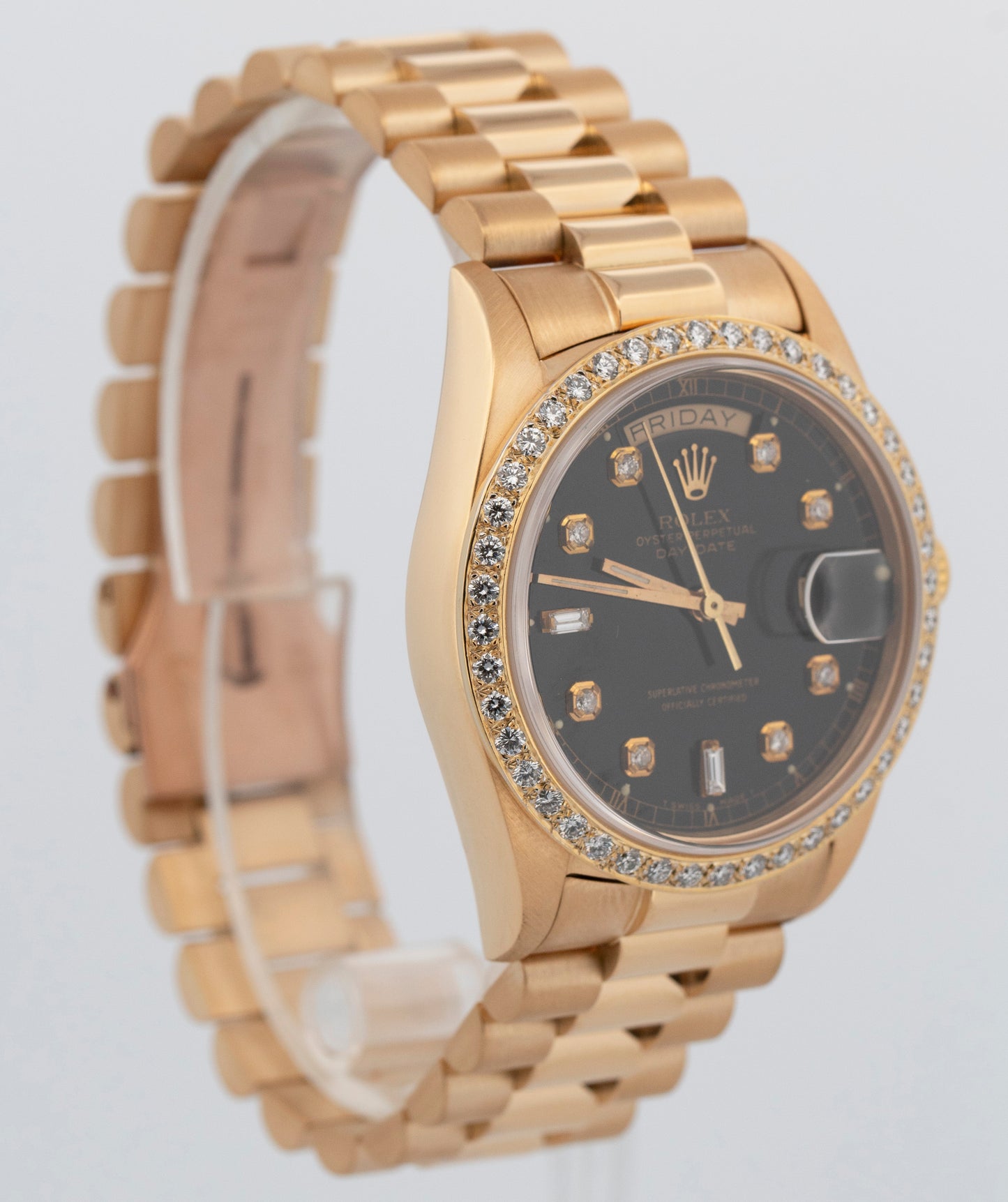 Rolex Day-Date President DIAMOND Black 36mm 18K Yellow Gold 18038 Watch