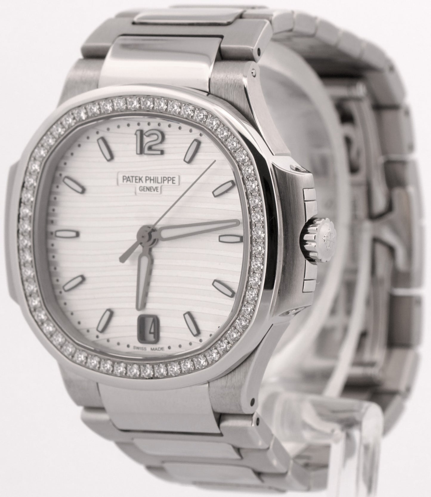 Ladies Patek Philippe Nautilus SILVER DIAMOND 35.2mm Steel 7118/1200A-010