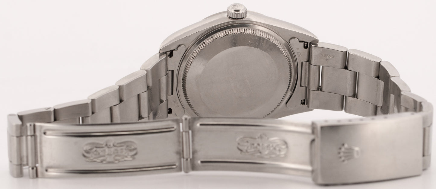 UNPOLISHED 1999 Rolex Oyster Perpetual Air-King SILVER DOMINOS Steel 34mm 14000