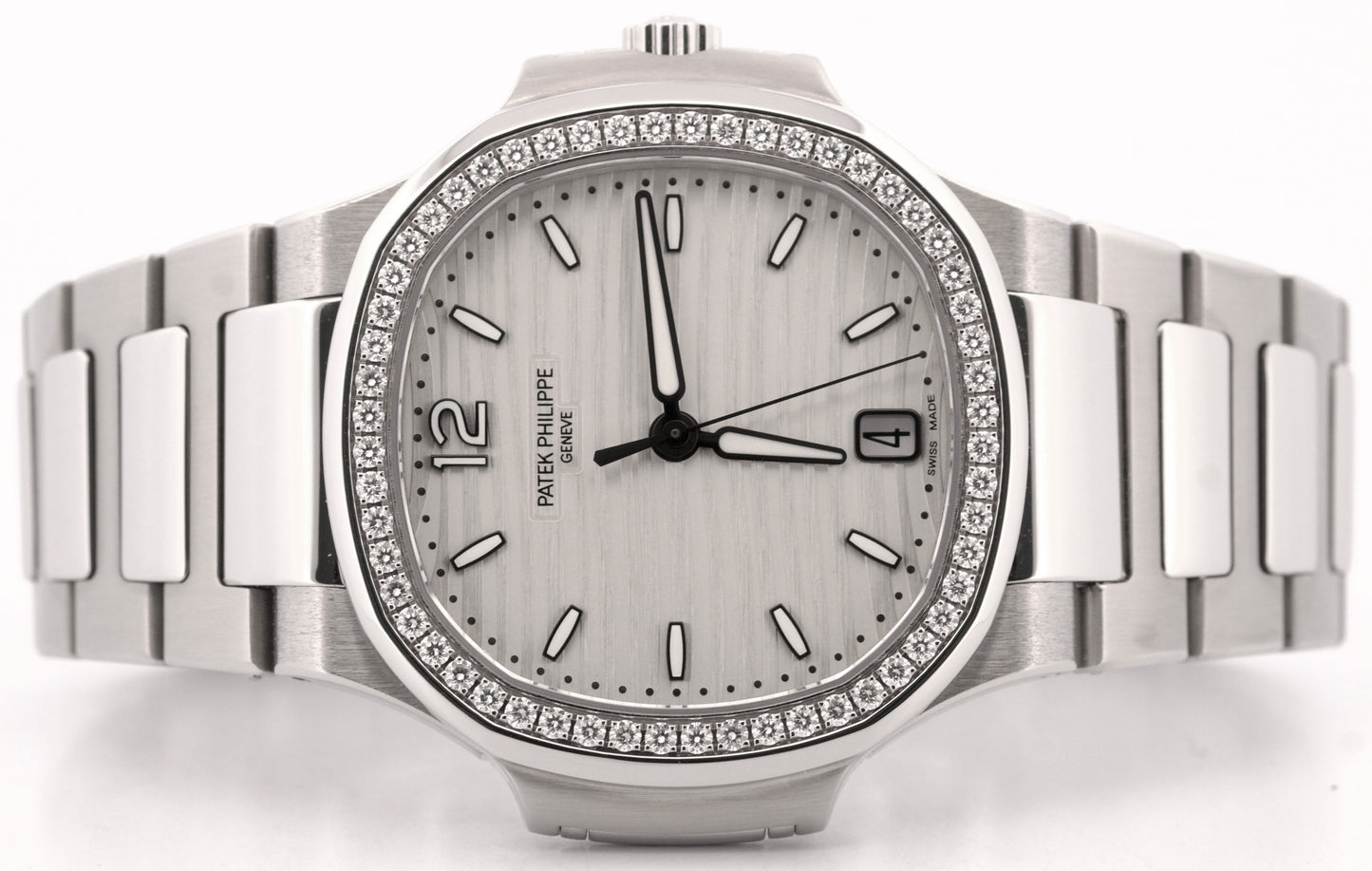 Ladies Patek Philippe Nautilus SILVER DIAMOND 35.2mm Steel 7118/1200A-010