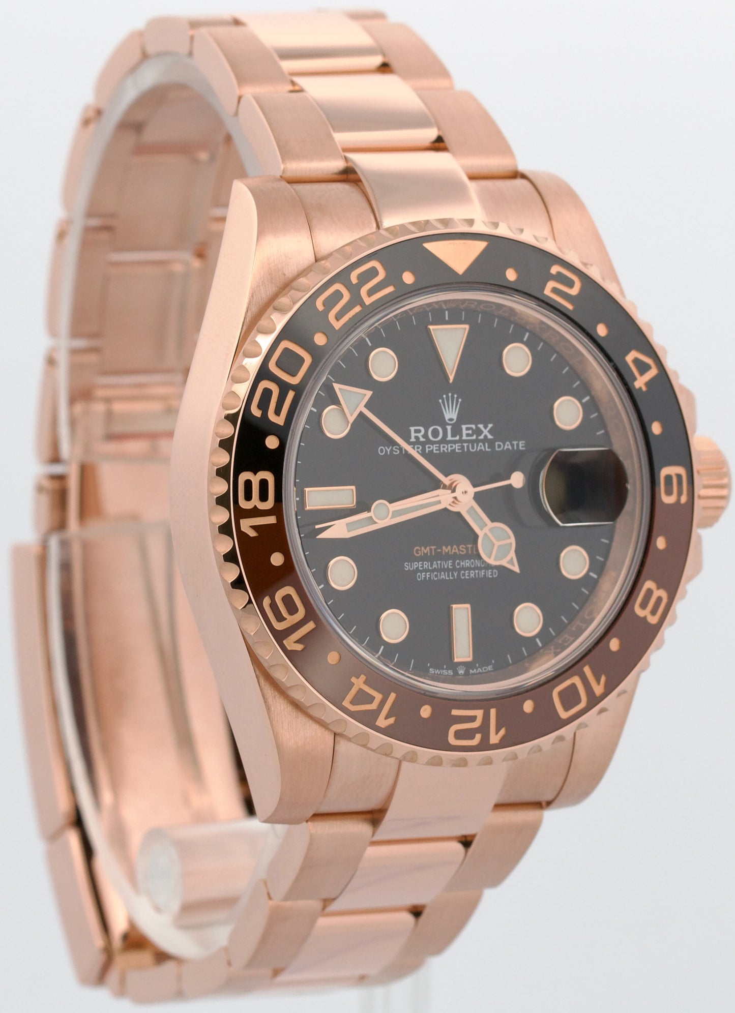2020 PAPERS Rolex GMT-Master II ROOT BEER 18K Rose Gold 40mm 126715 CHNR BOX
