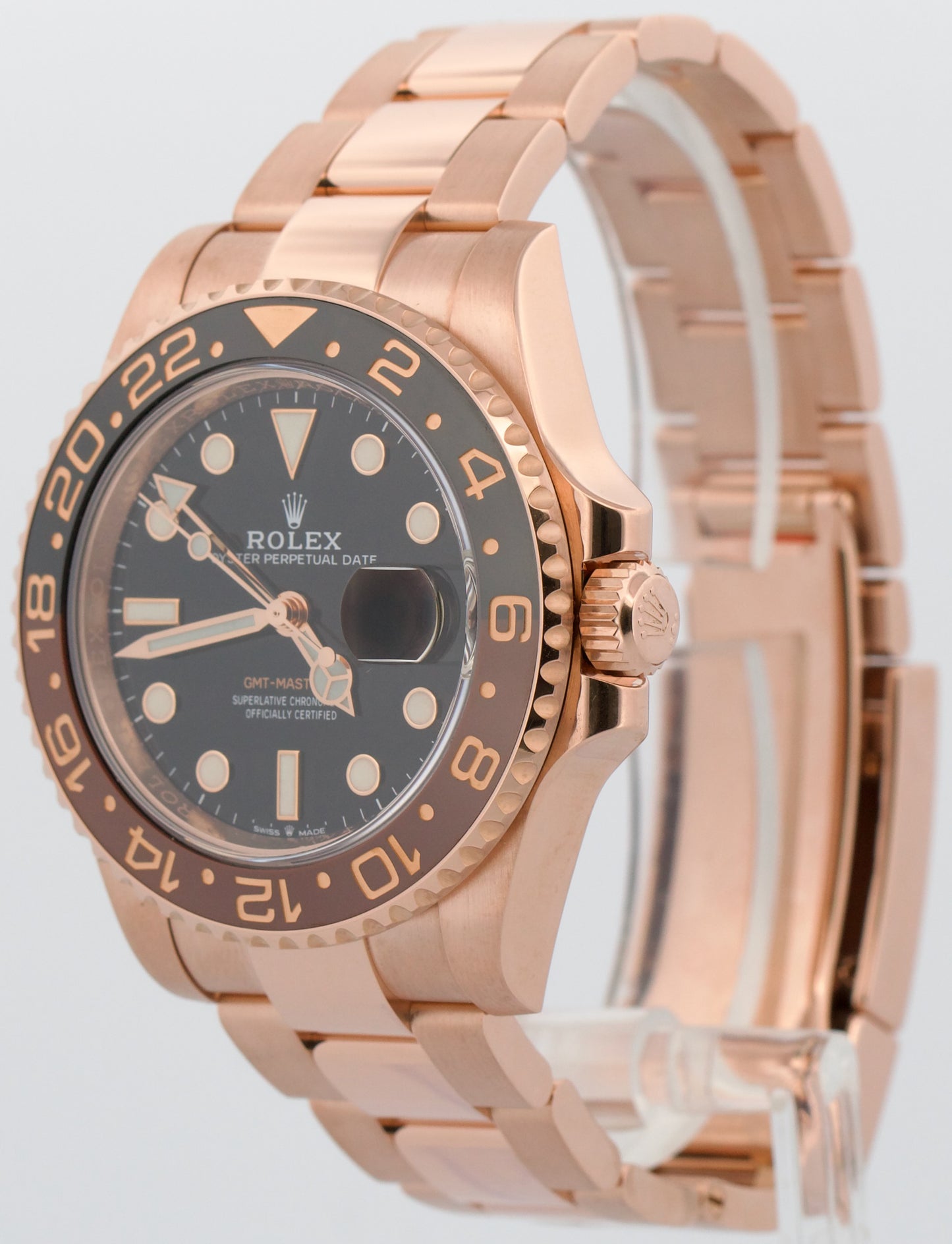 2020 PAPERS Rolex GMT-Master II ROOT BEER 18K Rose Gold 40mm 126715 CHNR BOX