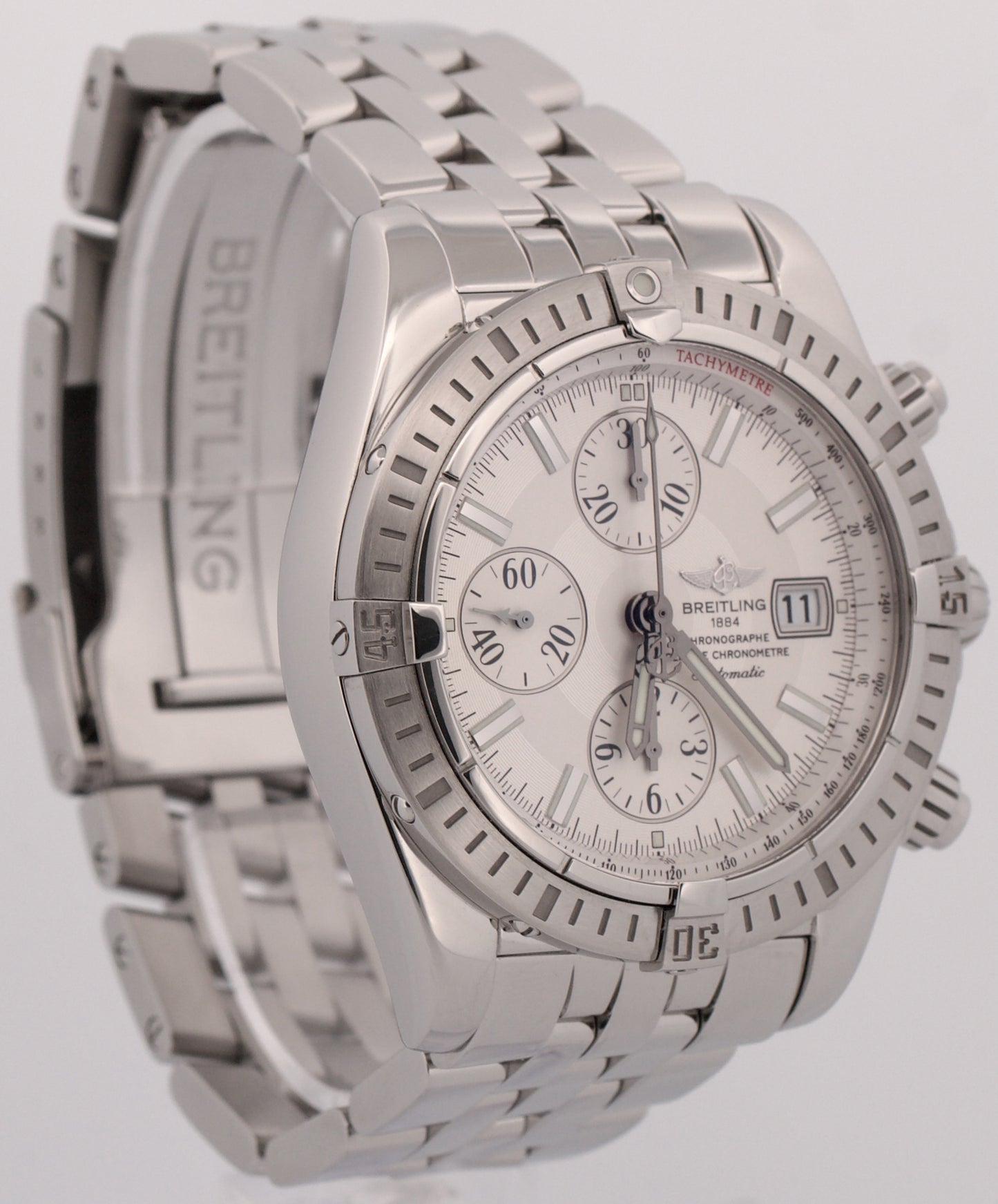 Breitling Chronomat Evolution SILVER WHITE Stainless Steel 44mm Watch A13356