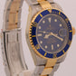 STICKERED Rolex Submariner Date 40mm BLUE 18K Gold Steel REHAUT No-Holes 16613
