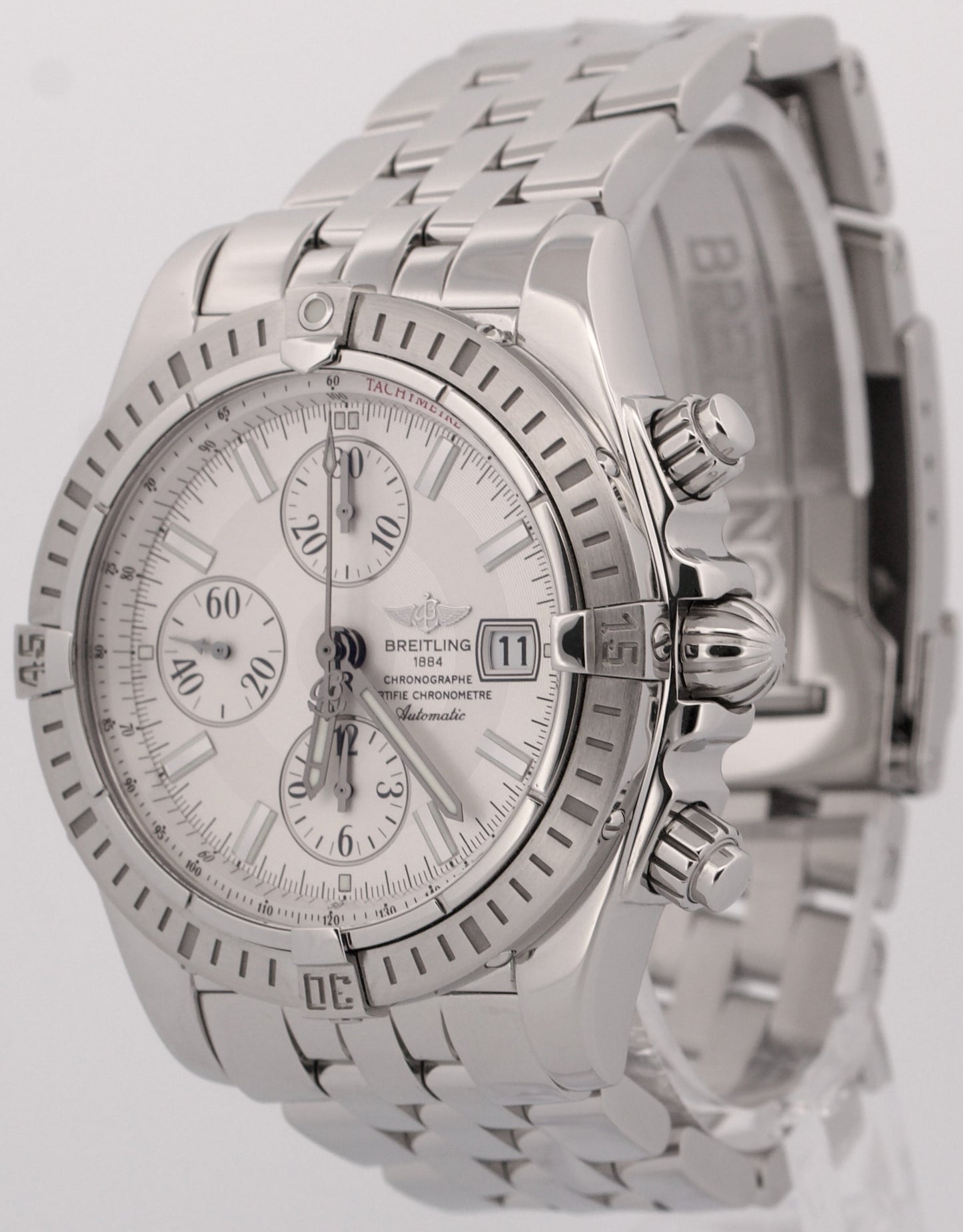 Breitling Chronomat Evolution SILVER WHITE Stainless Steel 44mm Watch A13356