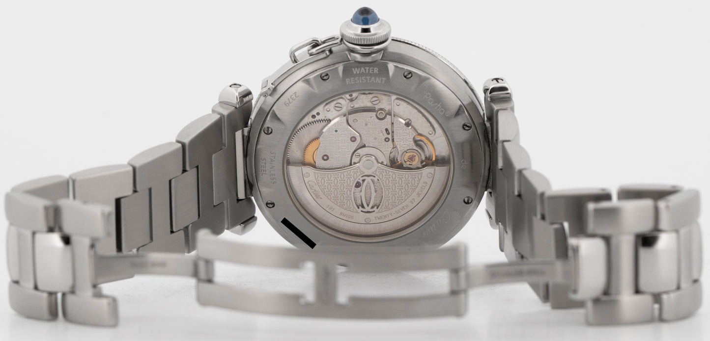 Cartier Pasha 38mm WHITE ARABIC Stainless Steel Automatic Watch 2379 / W31040H3
