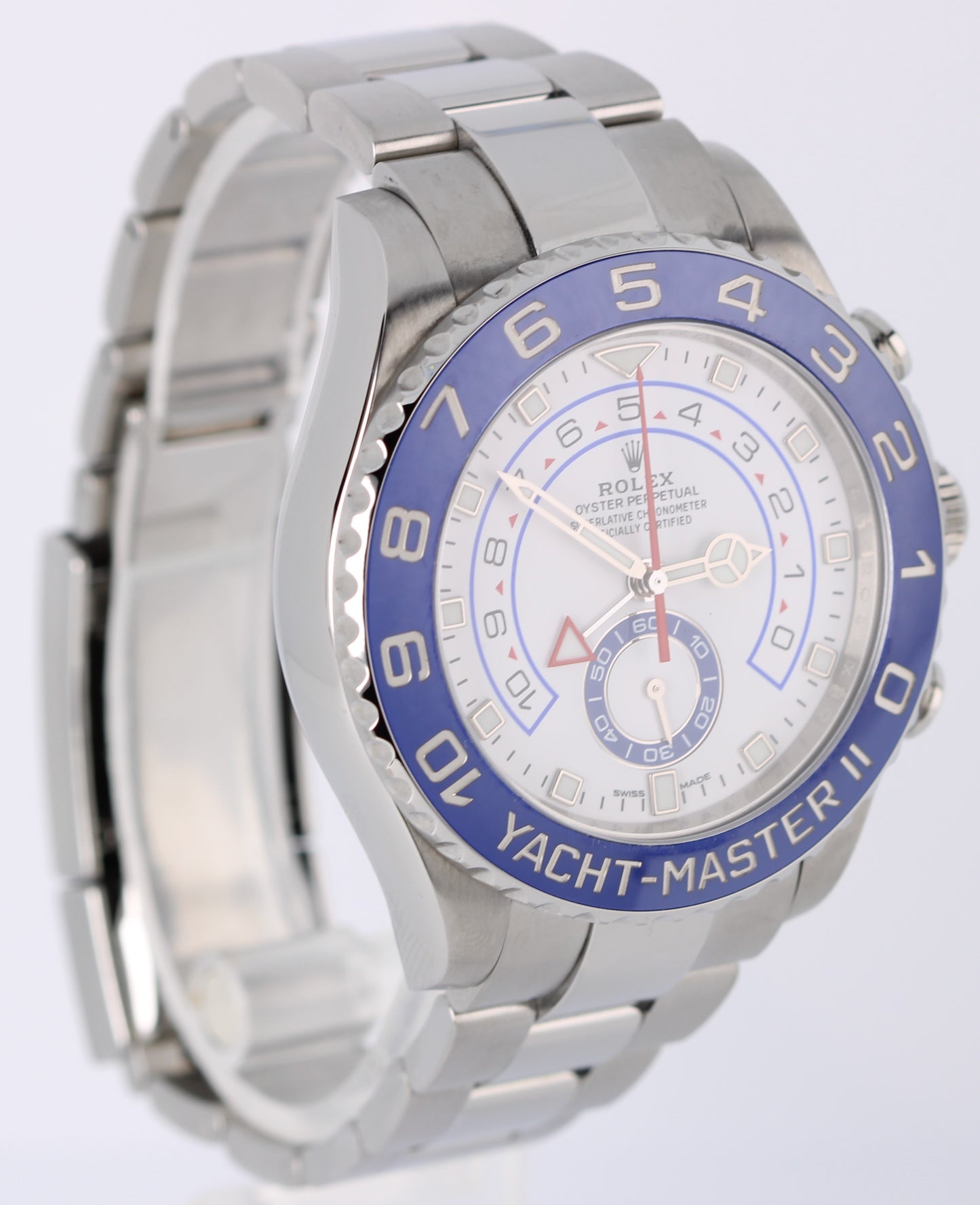 2017 PAPERS Rolex Yacht-Master II 44mm White Blue NEW HANDS 116680 Watch BOX