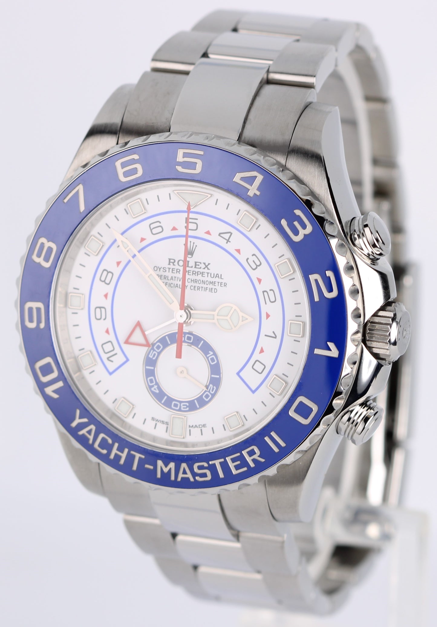 2017 PAPERS Rolex Yacht-Master II 44mm White Blue NEW HANDS 116680 Watch BOX