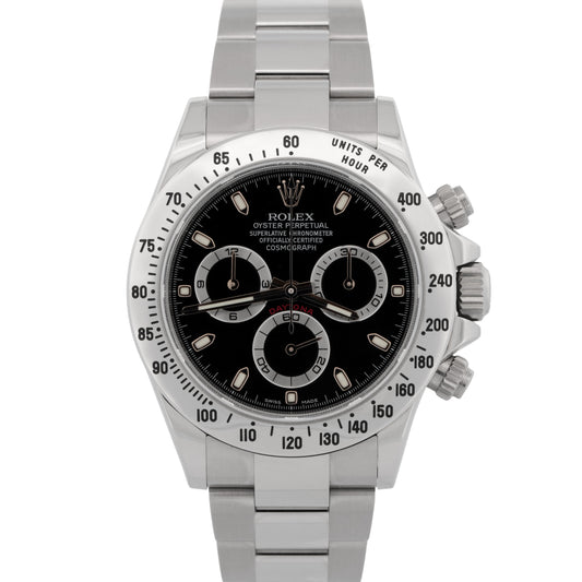 UNPOLISHED 2014 PAPERS Rolex Daytona Cosmograph BLACK Steel 40mm 116520 BOX