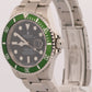 UNPOLISHED 2004 PAPERS Rolex Submariner Date FLAT 4 KERMIT Steel 16610 LV BOX