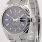 PAPERS Rolex Sky-Dweller BLUE Steel 18K White Gold 42mm Oyster Fluted 326934 BOX
