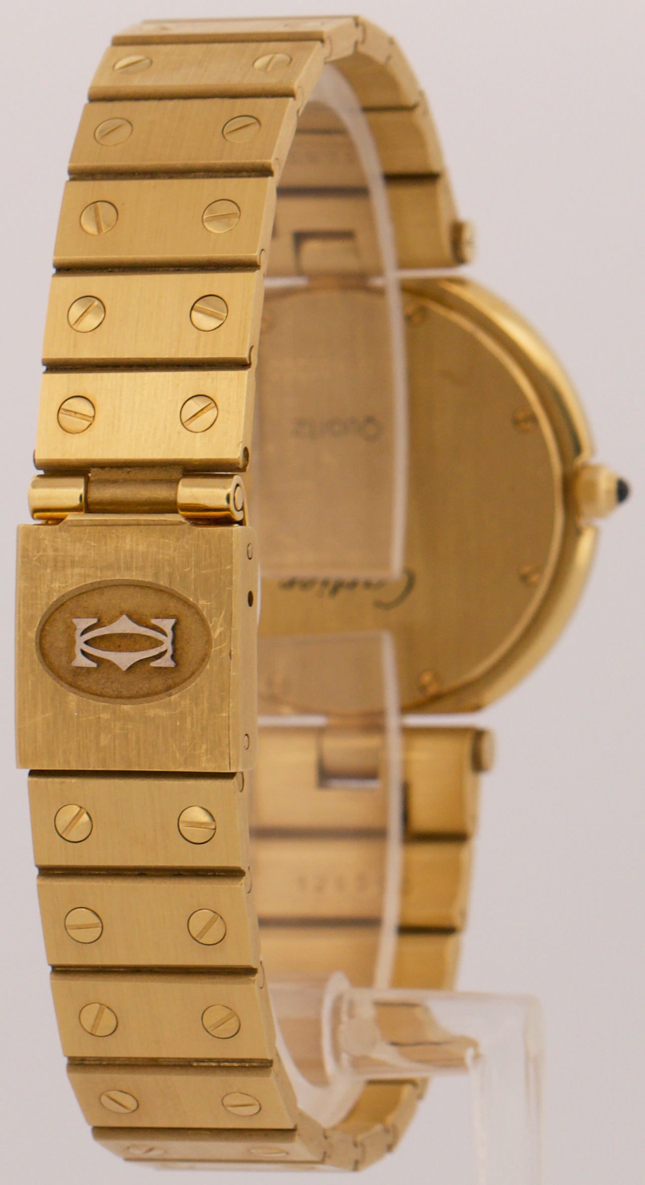 UNPOLISHED Cartier Santos Ronde 32mm WHITE ROMAN 18K Yellow Gold Quartz 81914