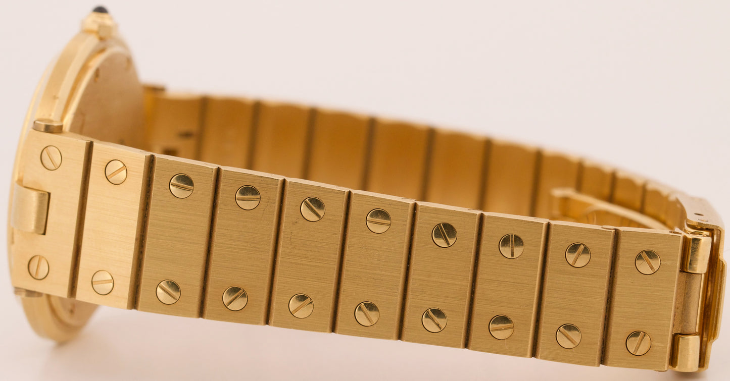 UNPOLISHED Cartier Santos Ronde 32mm WHITE ROMAN 18K Yellow Gold Quartz 81914