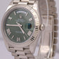 2024 SERVICE Rolex Day-Date President 40mm OLIVE GREEN ROMAN 18K Gold 228239 BOX