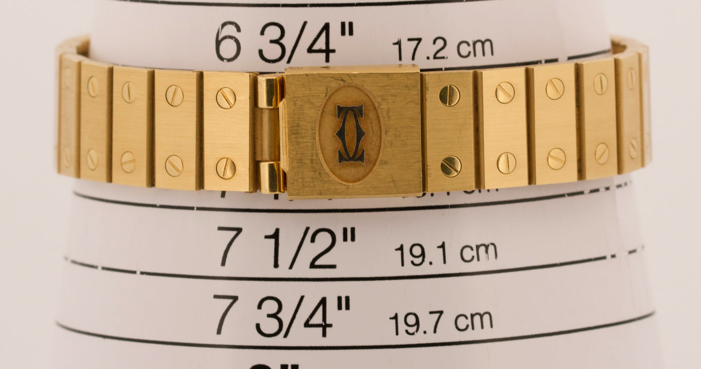 UNPOLISHED Cartier Santos Ronde 32mm WHITE ROMAN 18K Yellow Gold Quartz 81914