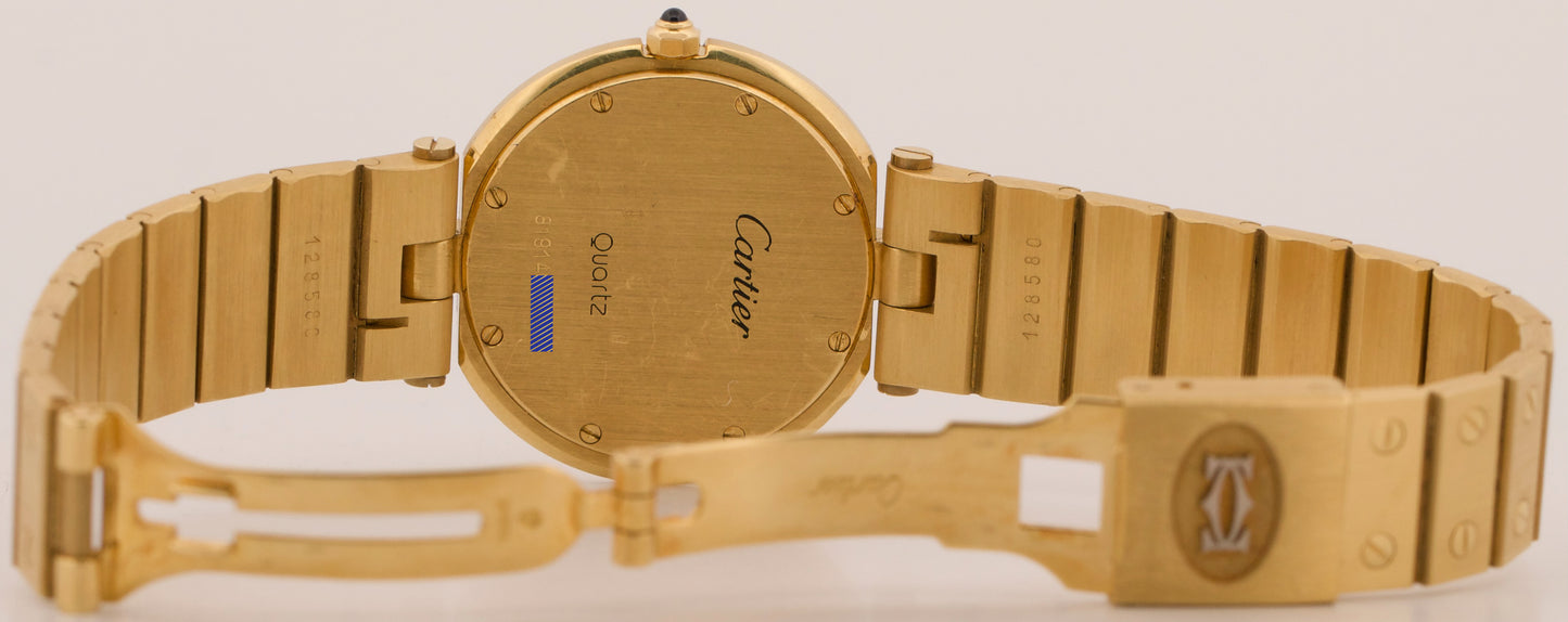 UNPOLISHED Cartier Santos Ronde 32mm WHITE ROMAN 18K Yellow Gold Quartz 81914