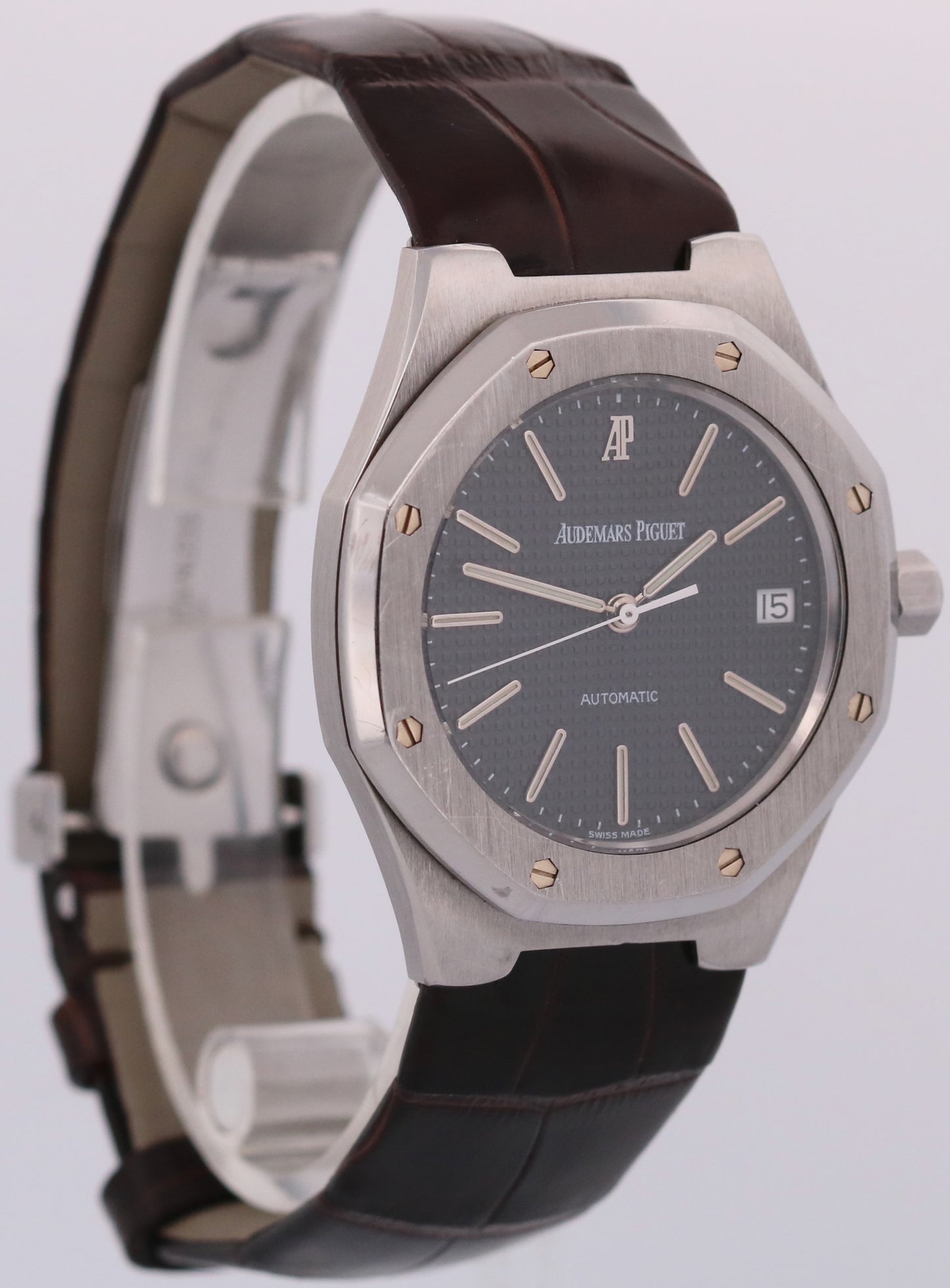 Audemars Piguet Royal Oak BLACK Leather 36mm Automatic Stainless Steel 14800ST