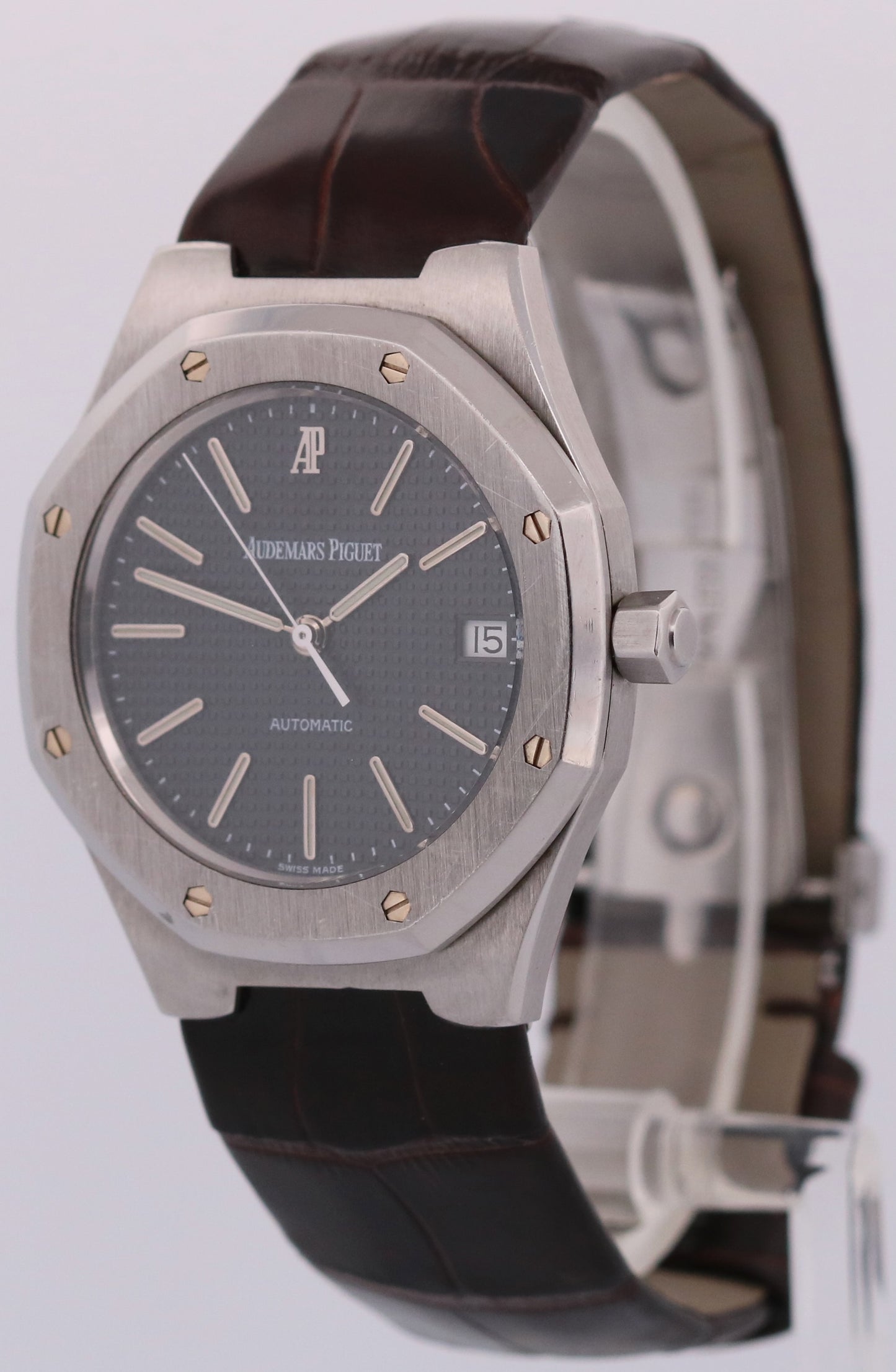 Audemars Piguet Royal Oak BLACK Leather 36mm Automatic Stainless Steel 14800ST