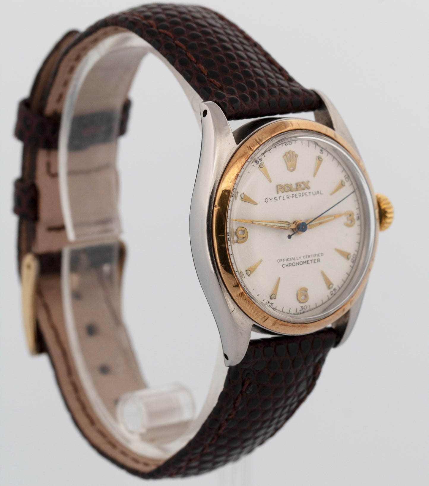 Rolex Oyster Perpetual White Yellow Gold 34mm Automatic Watch 6085 Watch