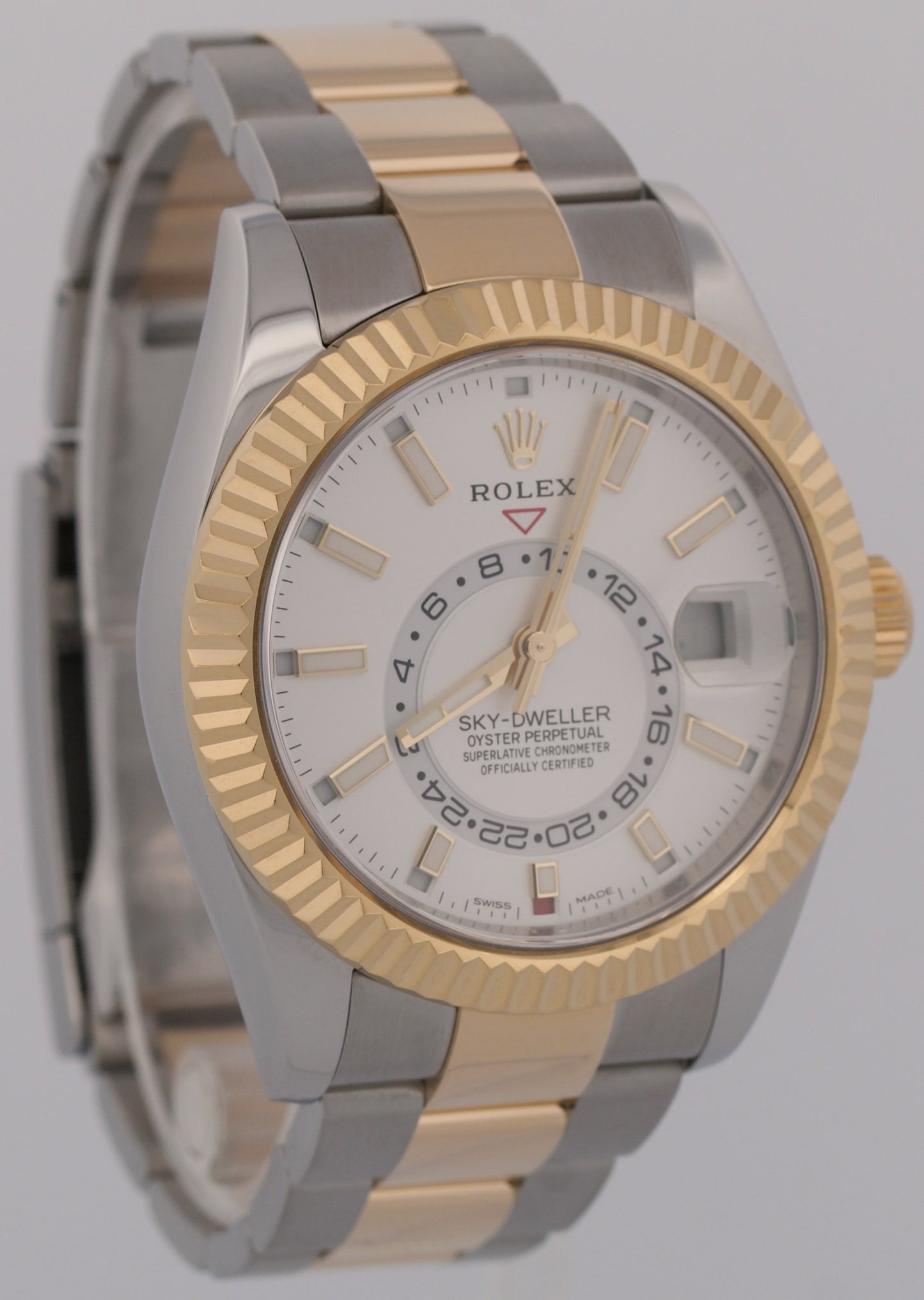 MINT PAPERS Rolex Sky-Dweller WHITE Two-Tone 18K Gold 42mm Oyster 326933 BOX