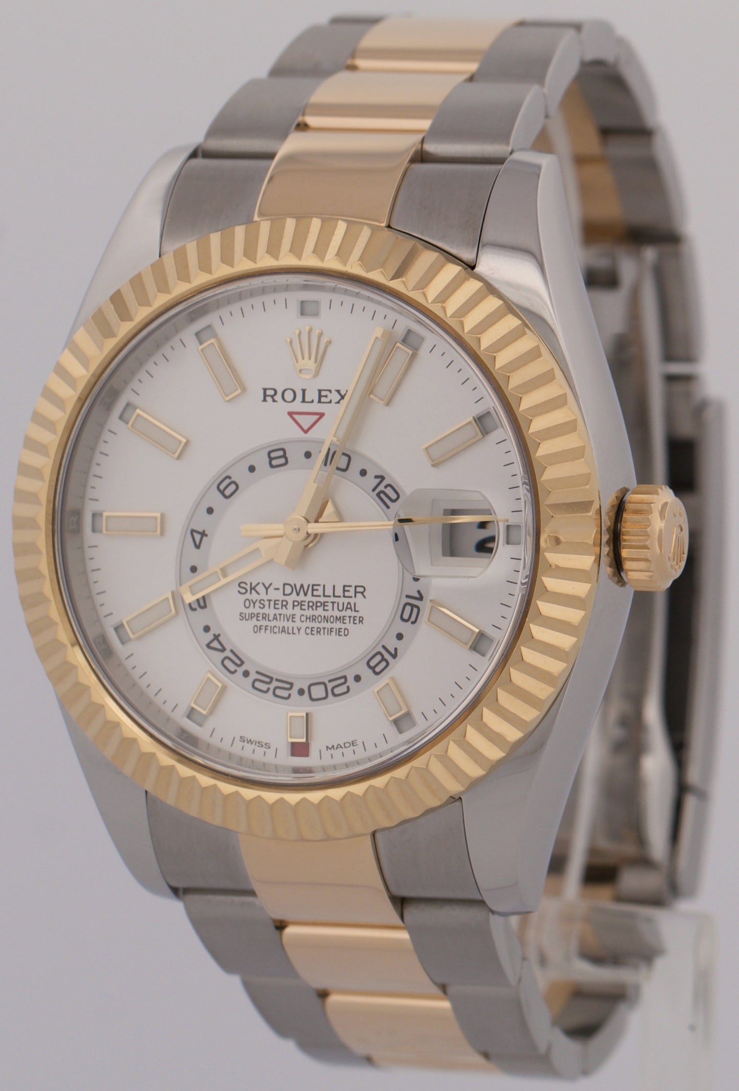 MINT PAPERS Rolex Sky-Dweller WHITE Two-Tone 18K Gold 42mm Oyster 326933 BOX