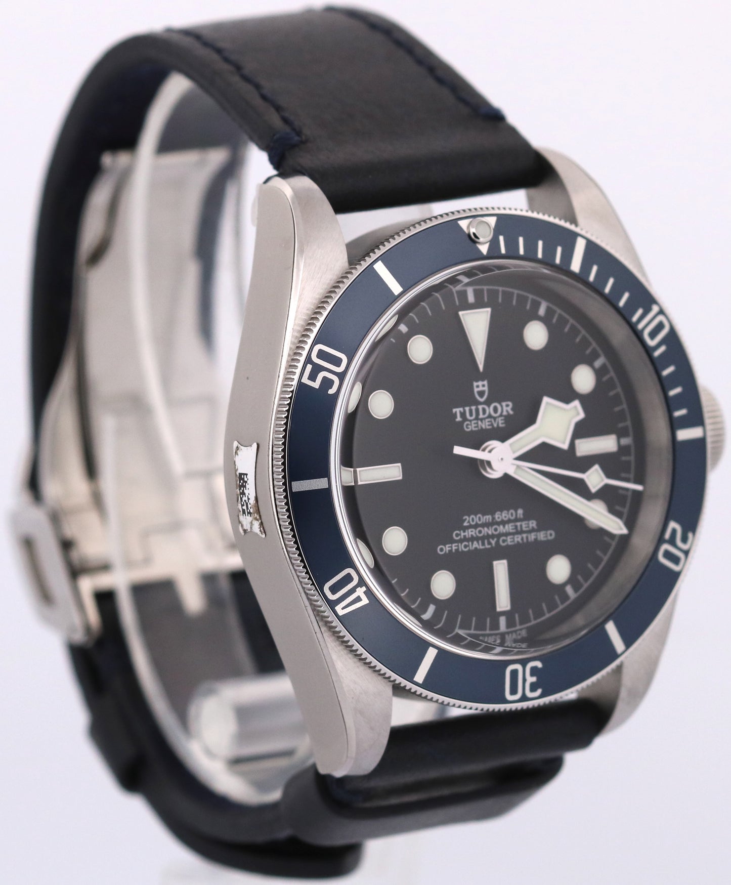 STICKERED 2020 PAPERS Tudor Black Bay BLUE Stainless Leather 41mm 79230B BOX