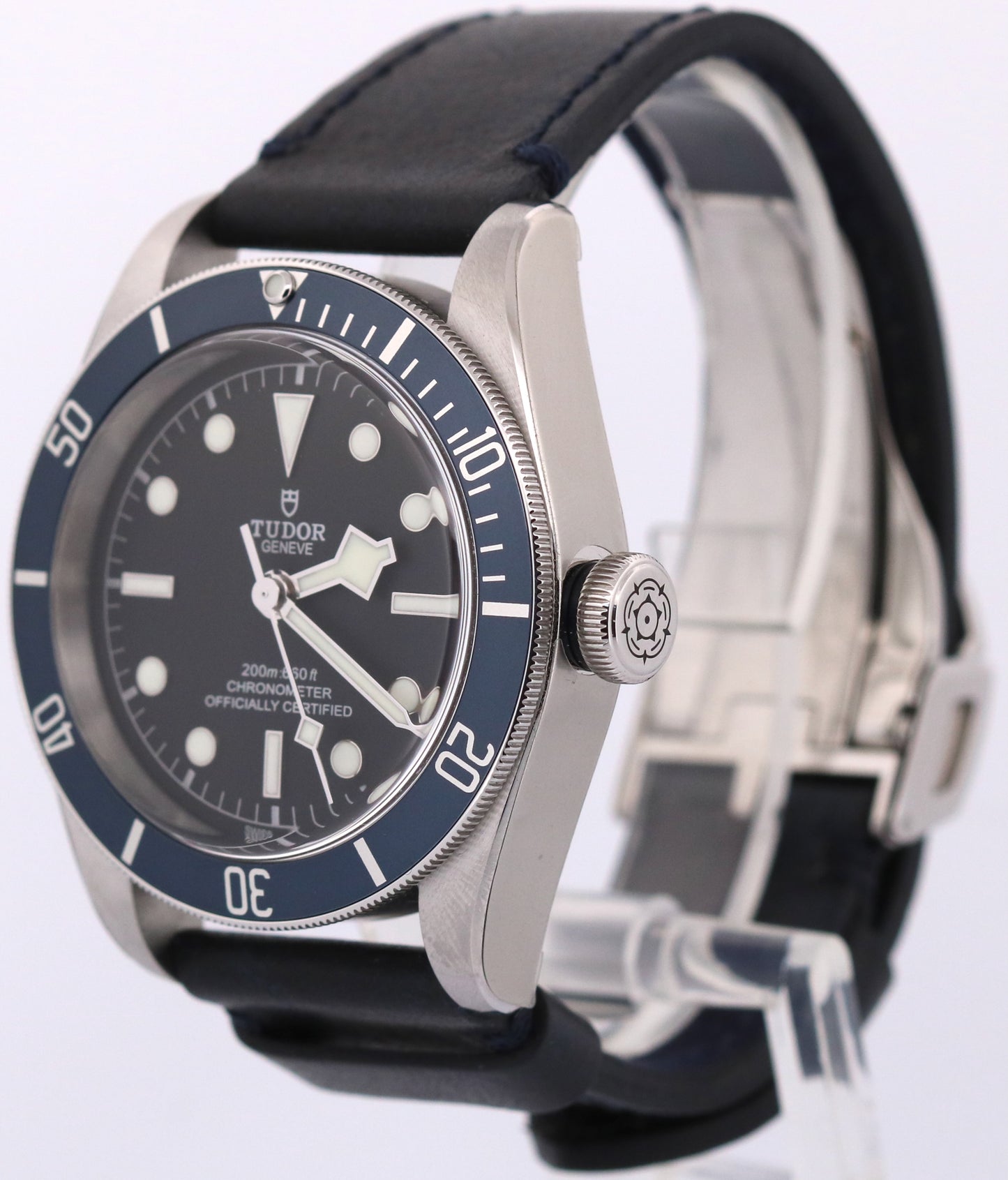 STICKERED 2020 PAPERS Tudor Black Bay BLUE Stainless Leather 41mm 79230B BOX