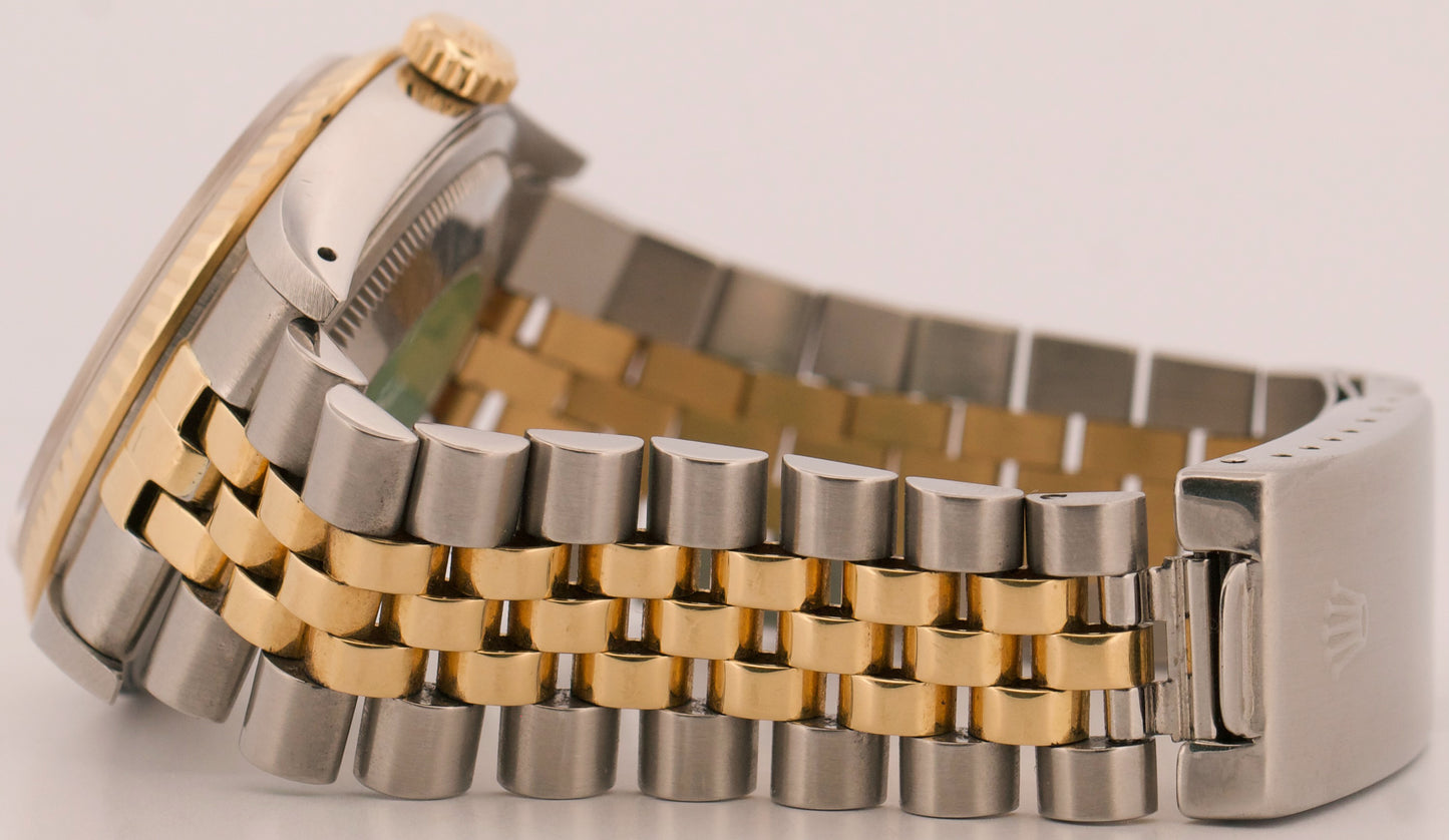 PAPERS Rolex DateJust IVORY WHITE COMPUTER 18K Steel Gold JUBILEE 36mm 16233 BOX