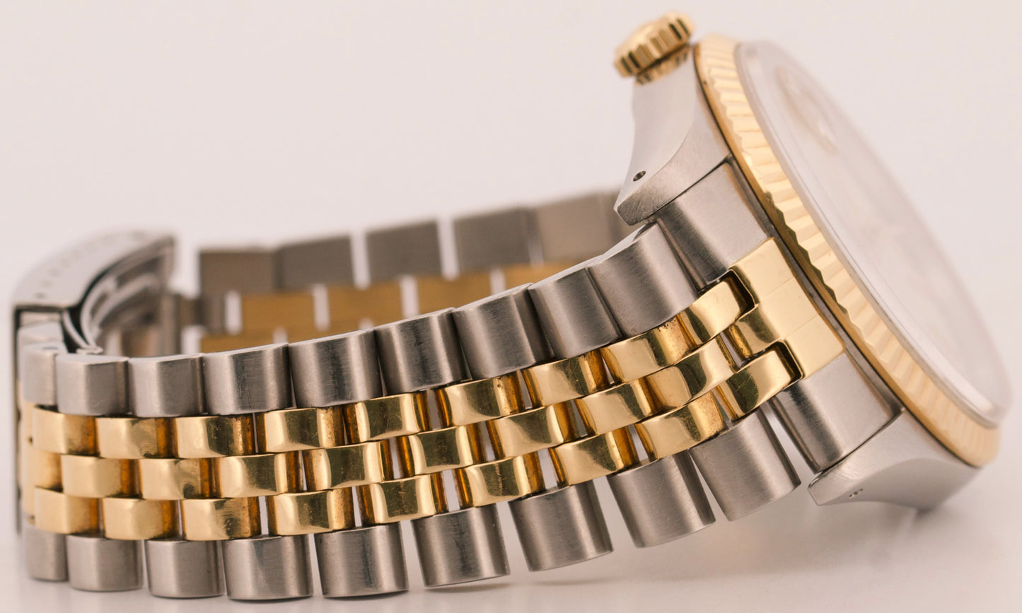 PAPERS Rolex DateJust IVORY WHITE COMPUTER 18K Steel Gold JUBILEE 36mm 16233 BOX