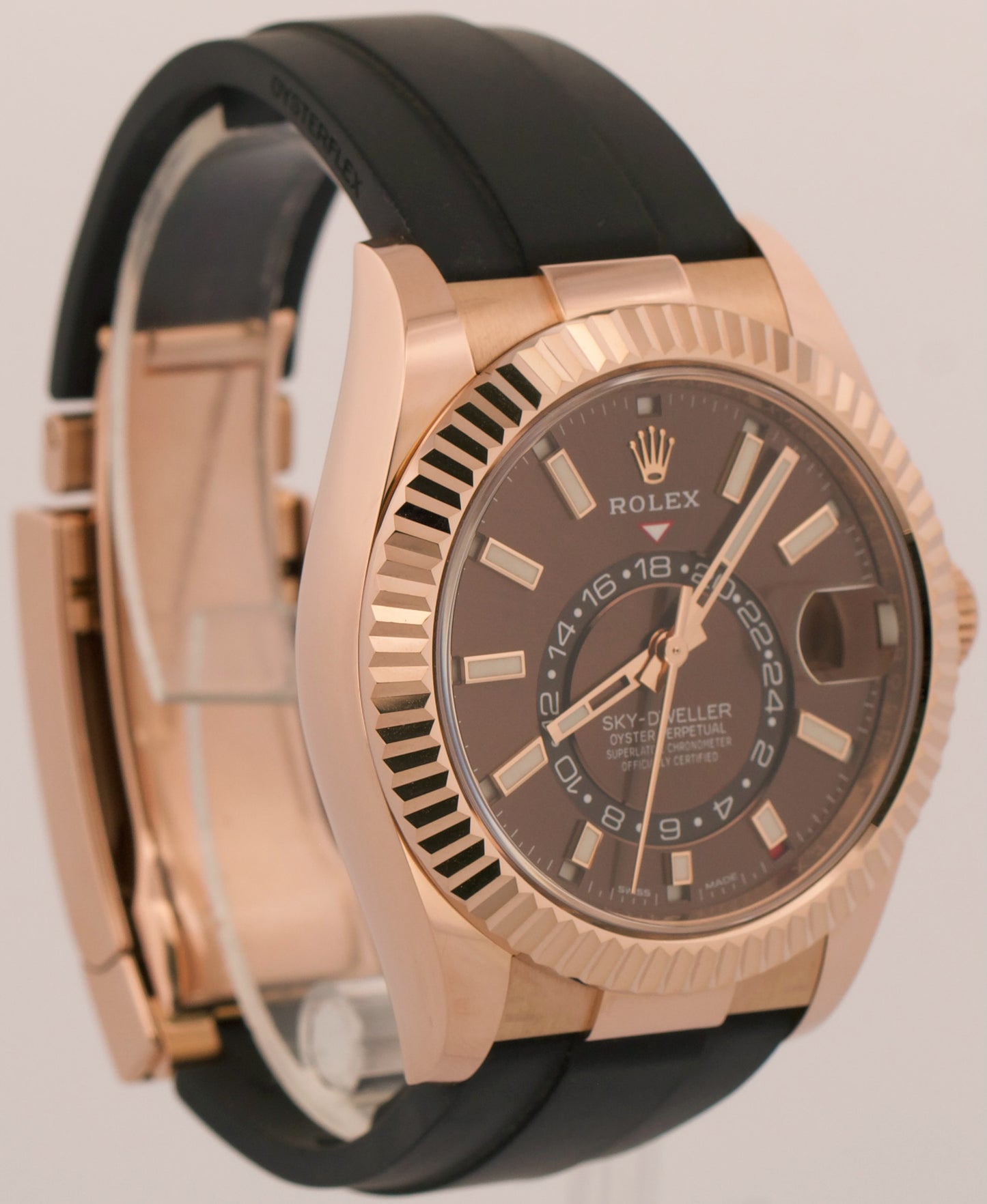 2023 PAPERS Rolex Sky-Dweller CHOCOLATE Brown 18K Oysterflex 326235 42mm BOX