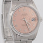 MINT Rolex Oyster Perpetual Date 34mm SALMON Pink Stainless Steel Watch 15200