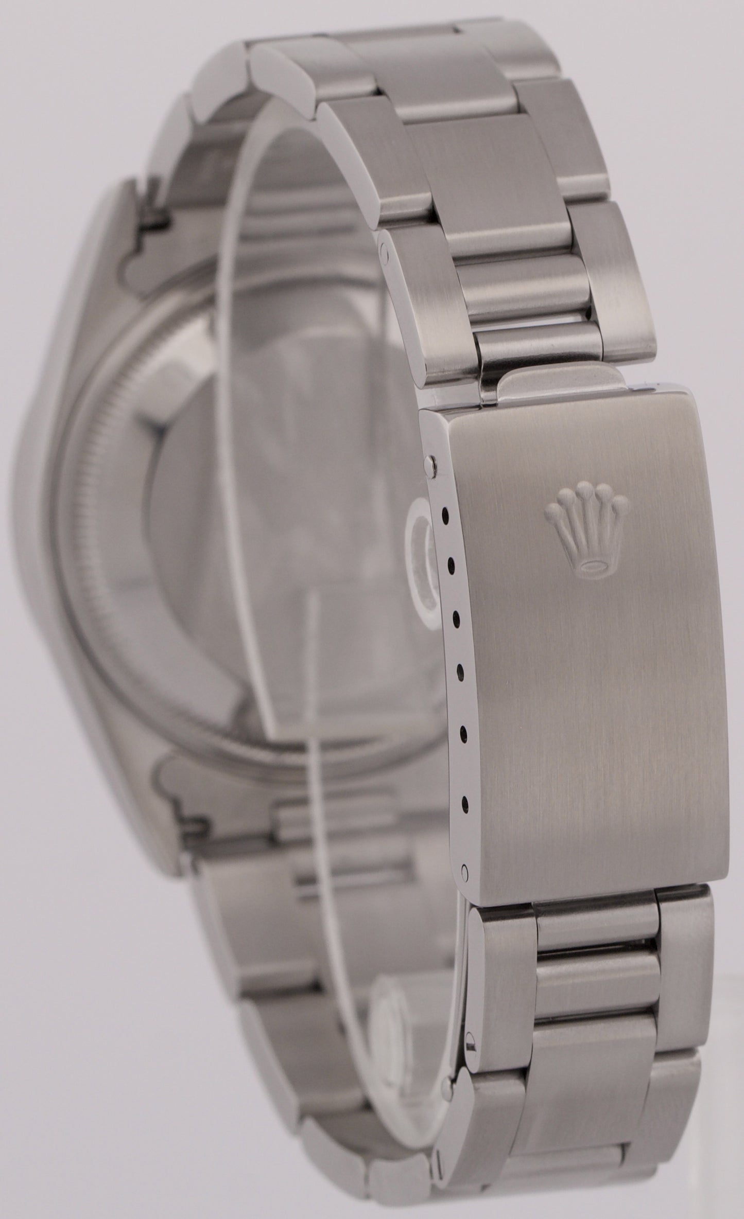 MINT Rolex Oyster Perpetual Date 34mm SALMON Pink Stainless Steel Watch 15200